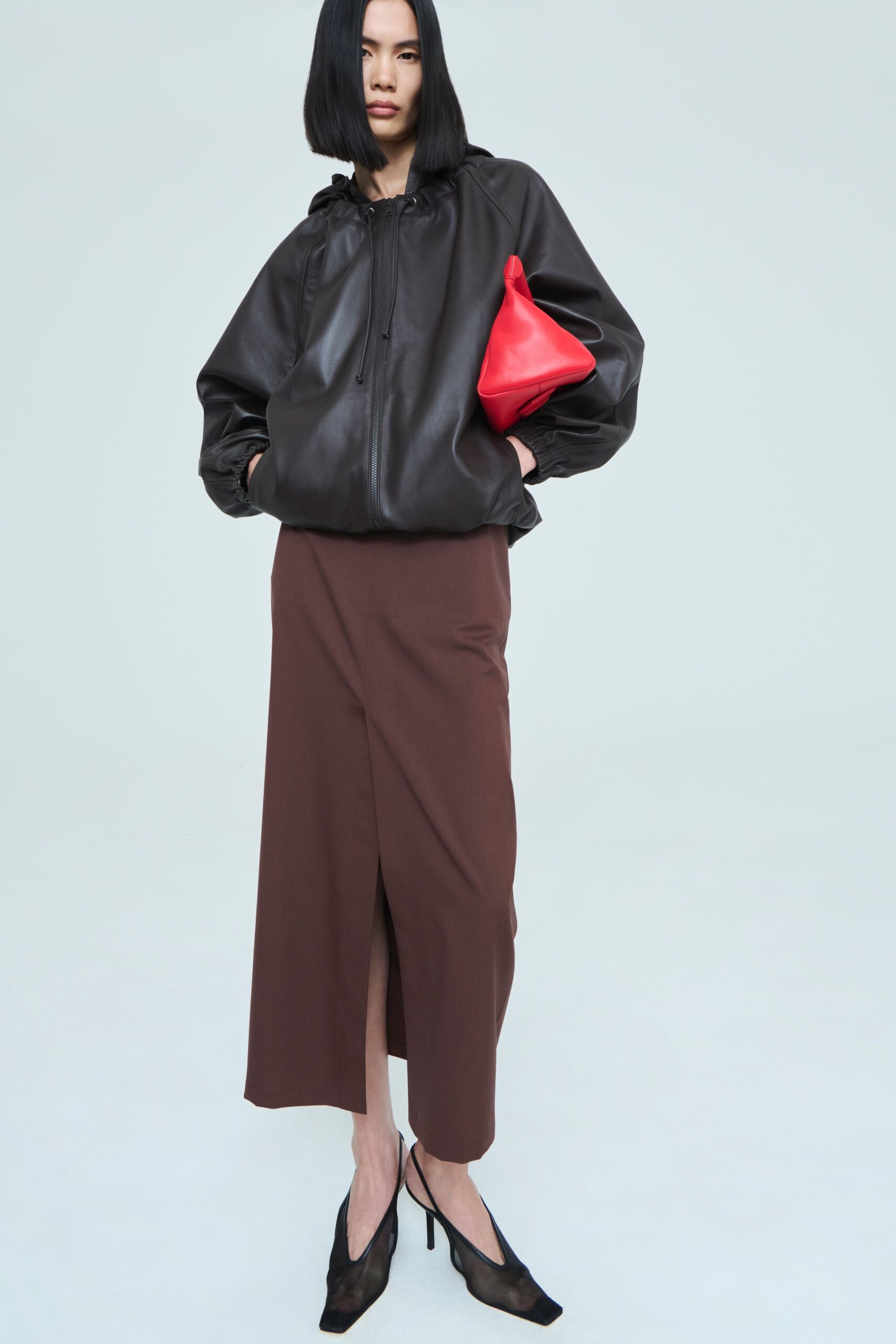 red faux-fur bag