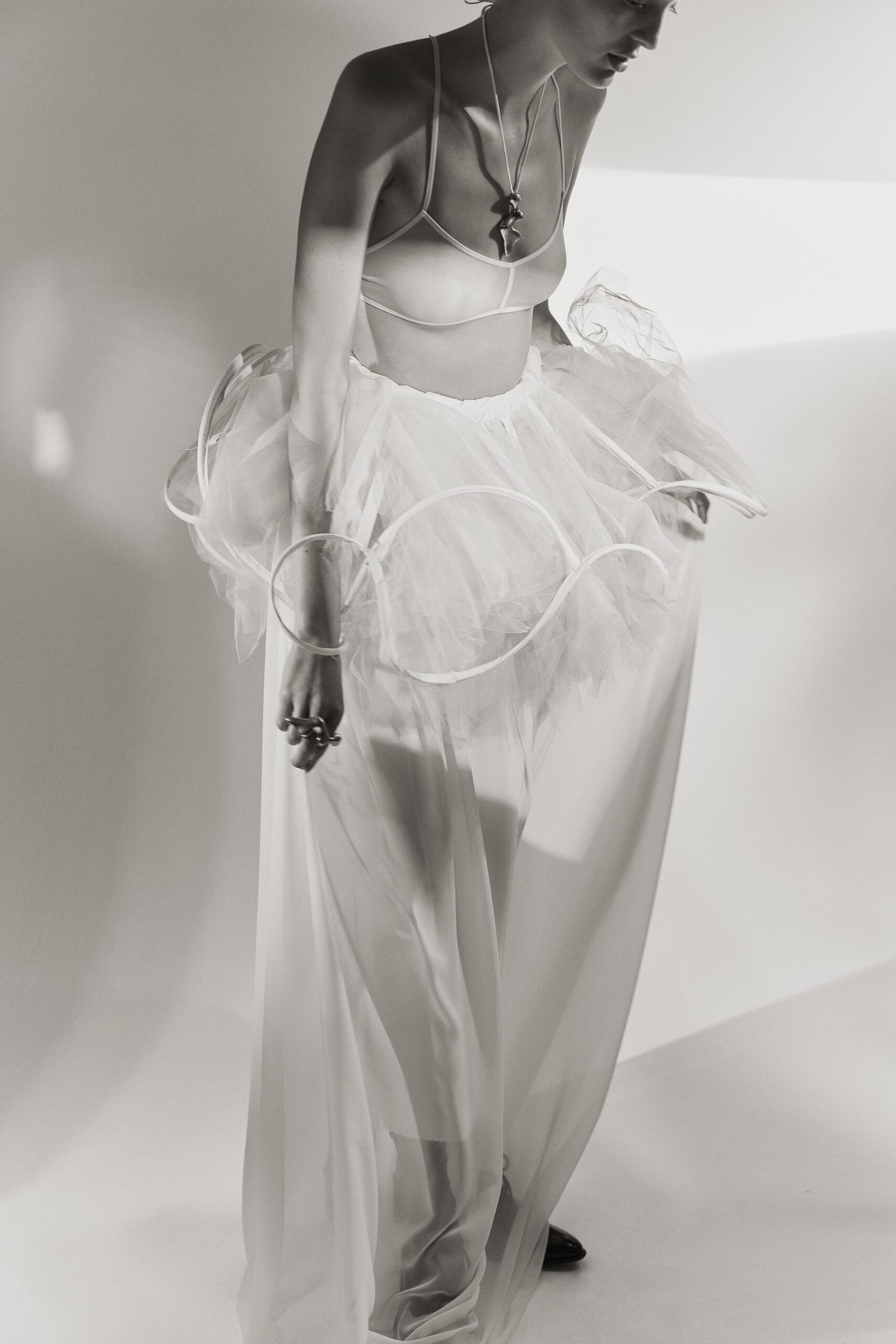 white layered ruffled dress