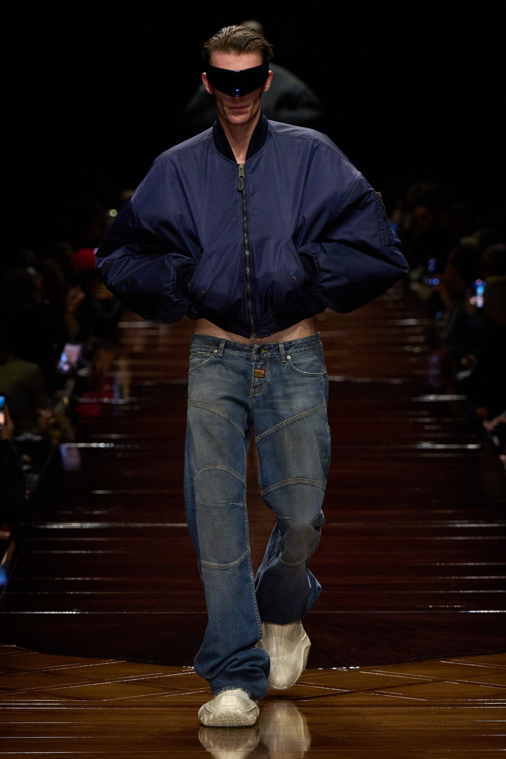 blue oversized jacket with jeans