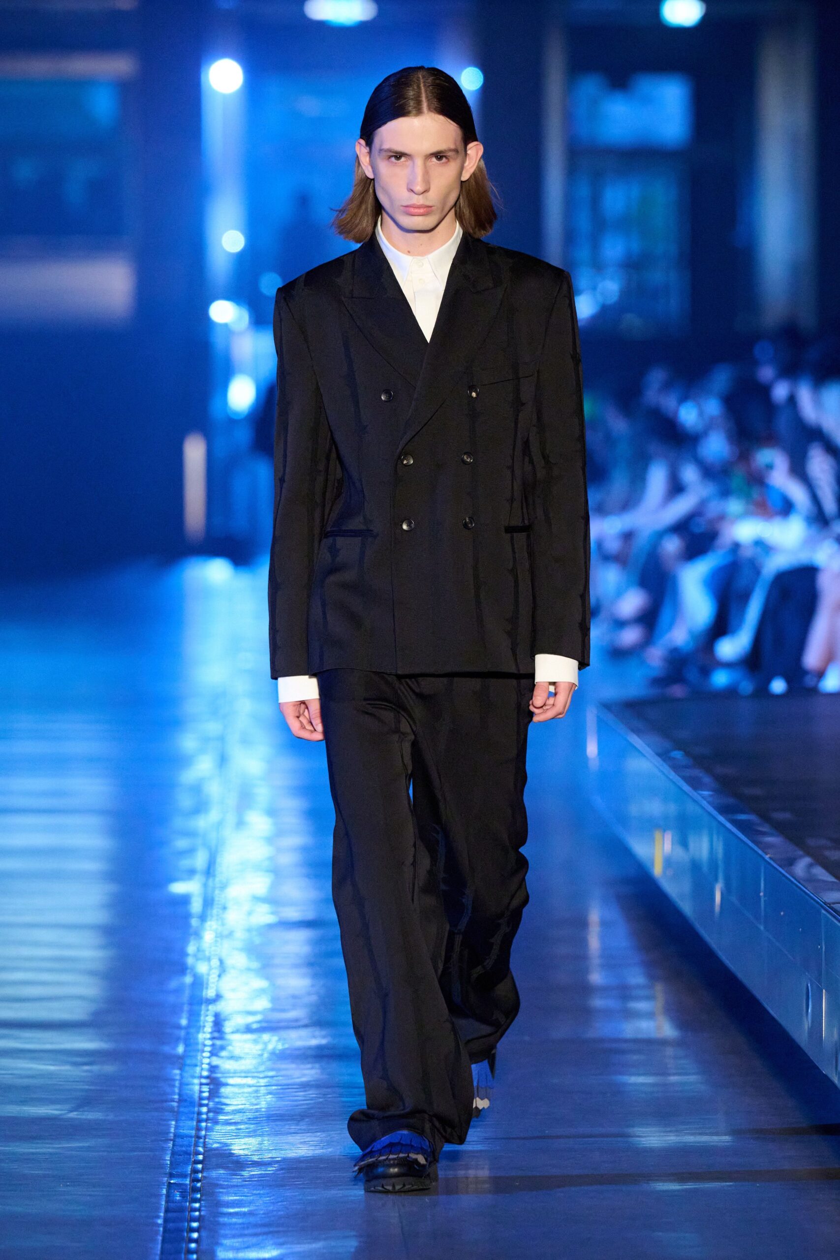 black suit with white shirt