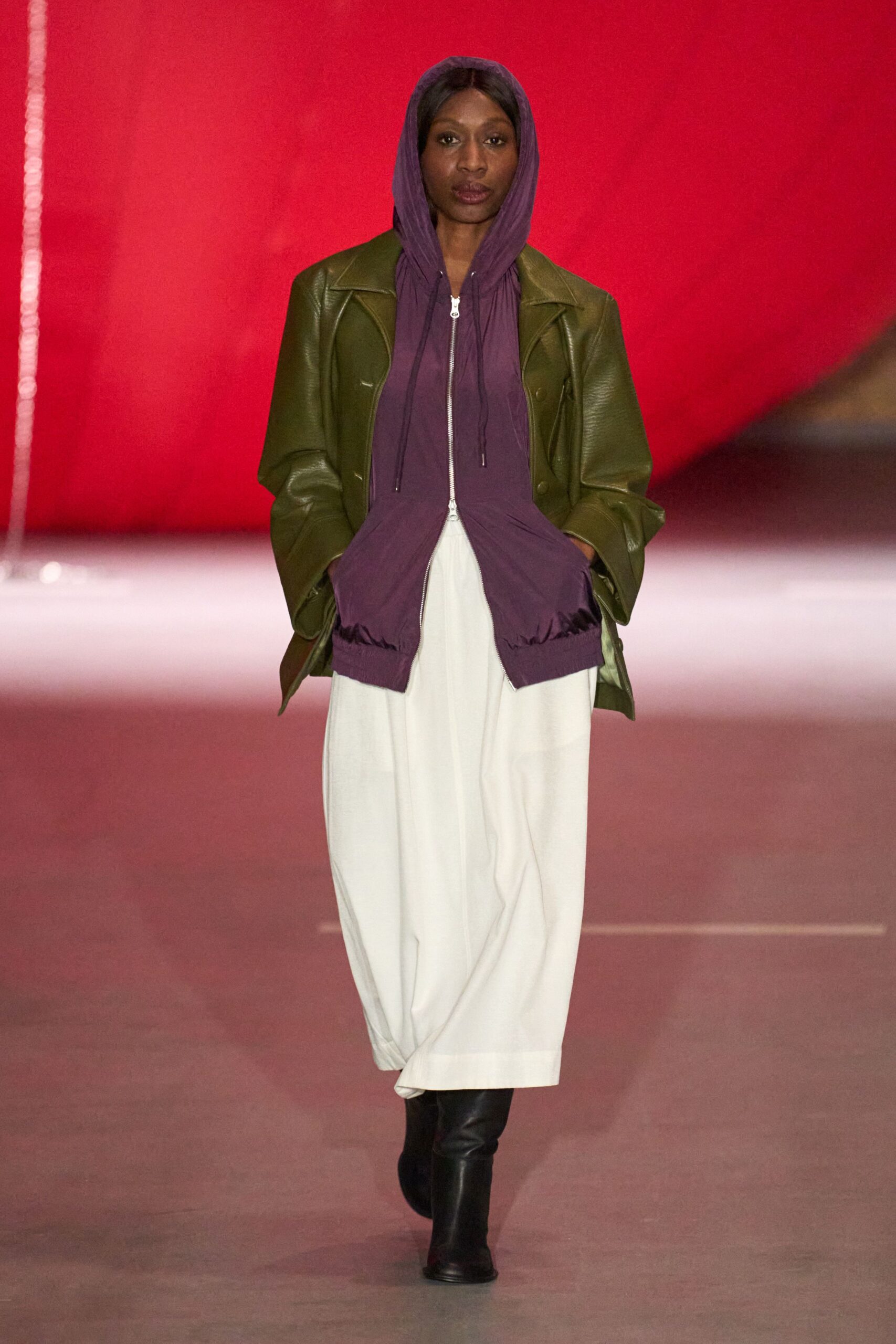 green leather jacket with hoodie