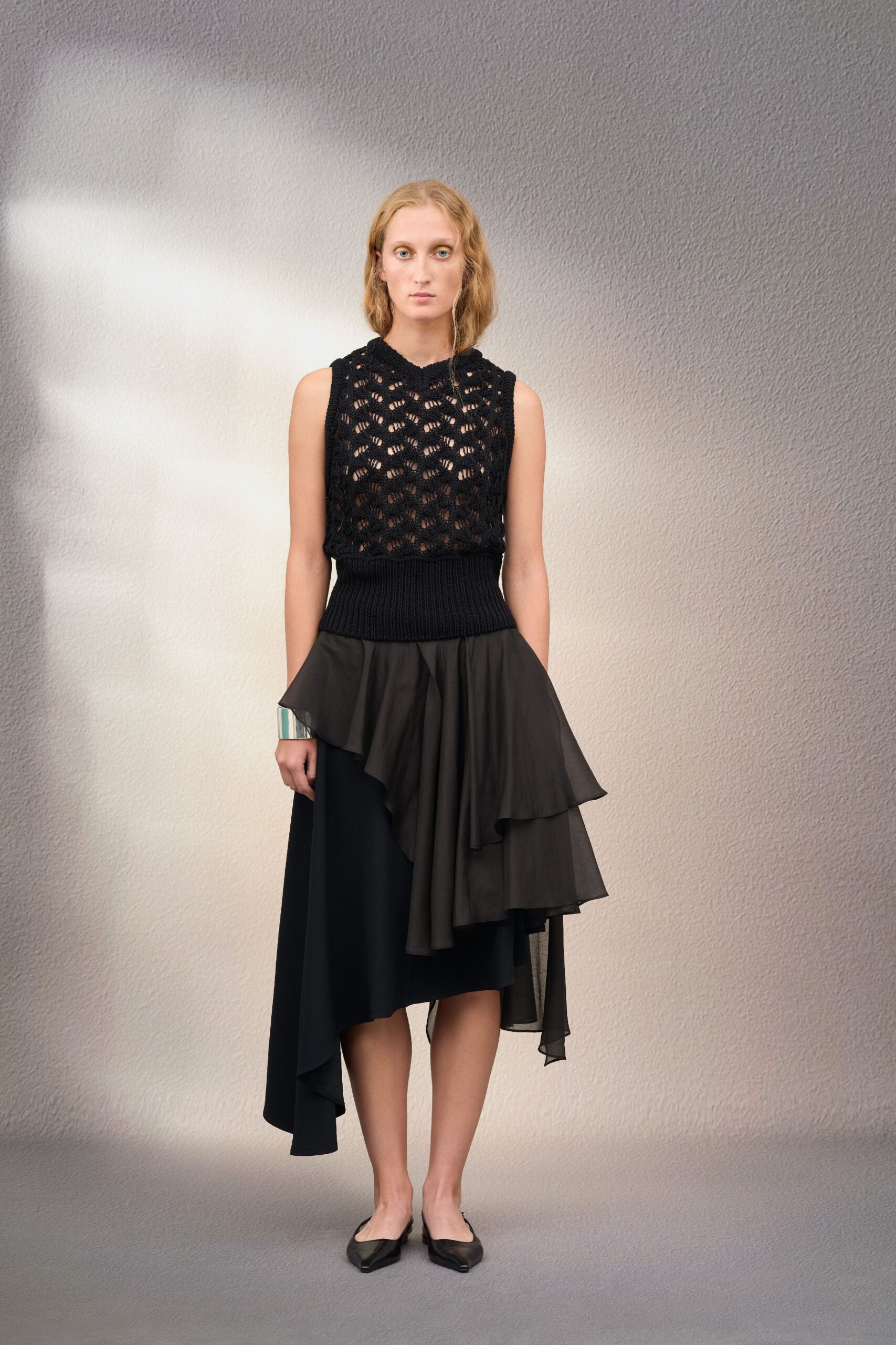 black layered top and skirt