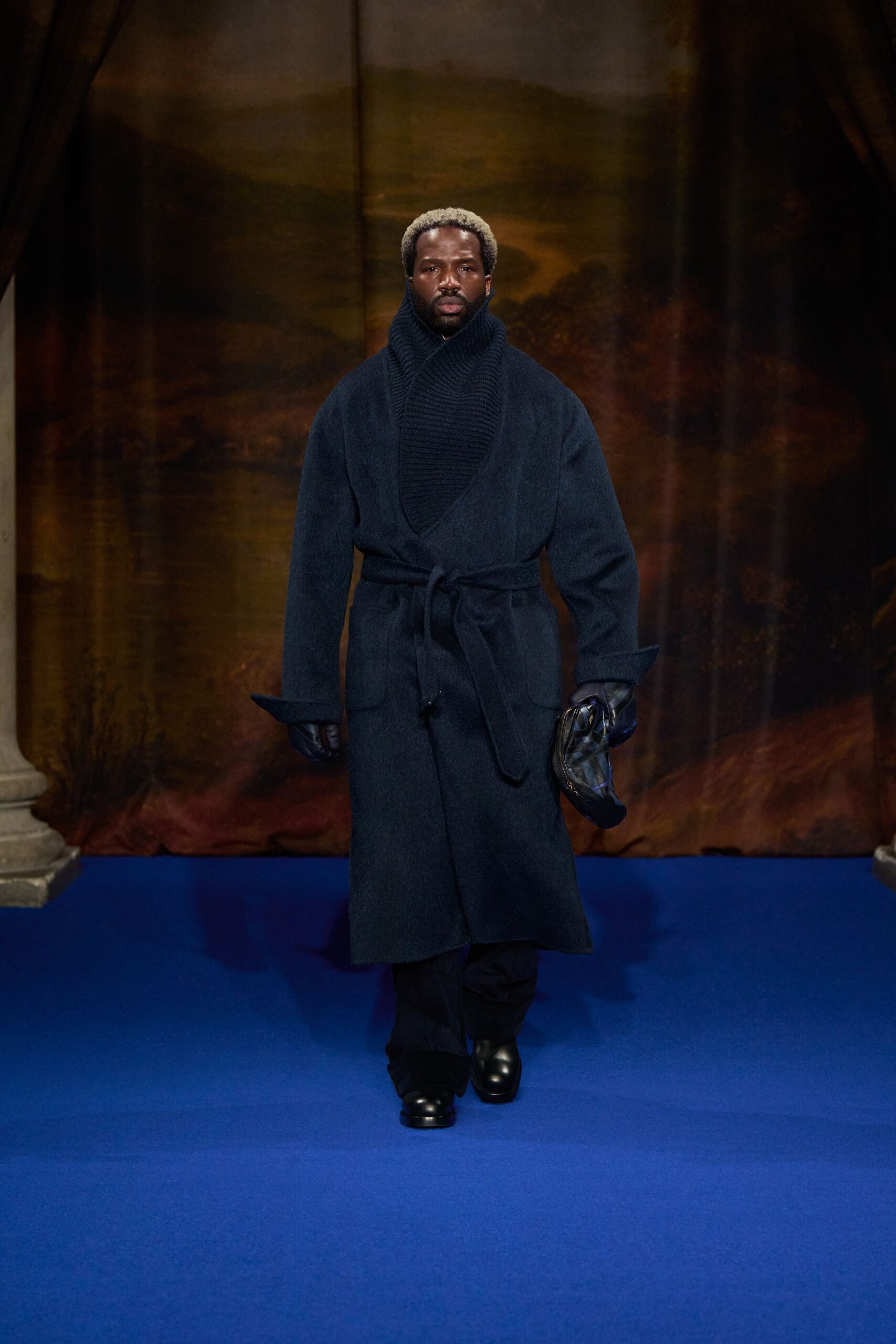 black wool coat with gloves