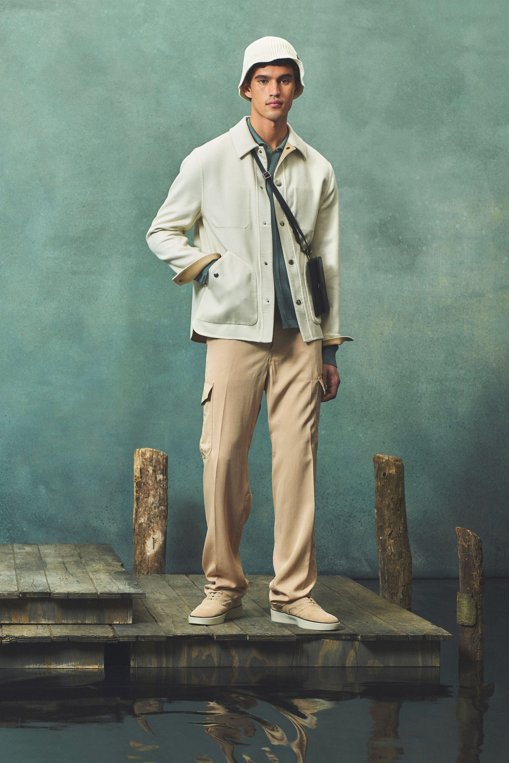 beige cotton relaxed cargo pants