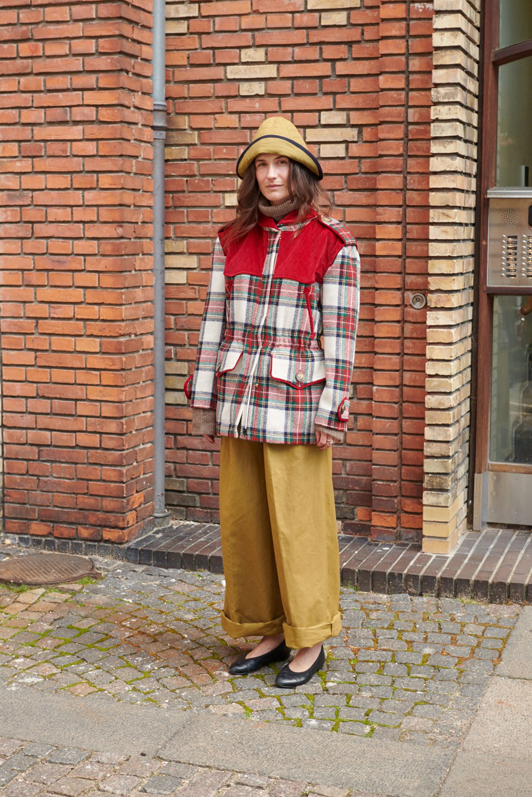yellow cotton relaxed wide-leg pants