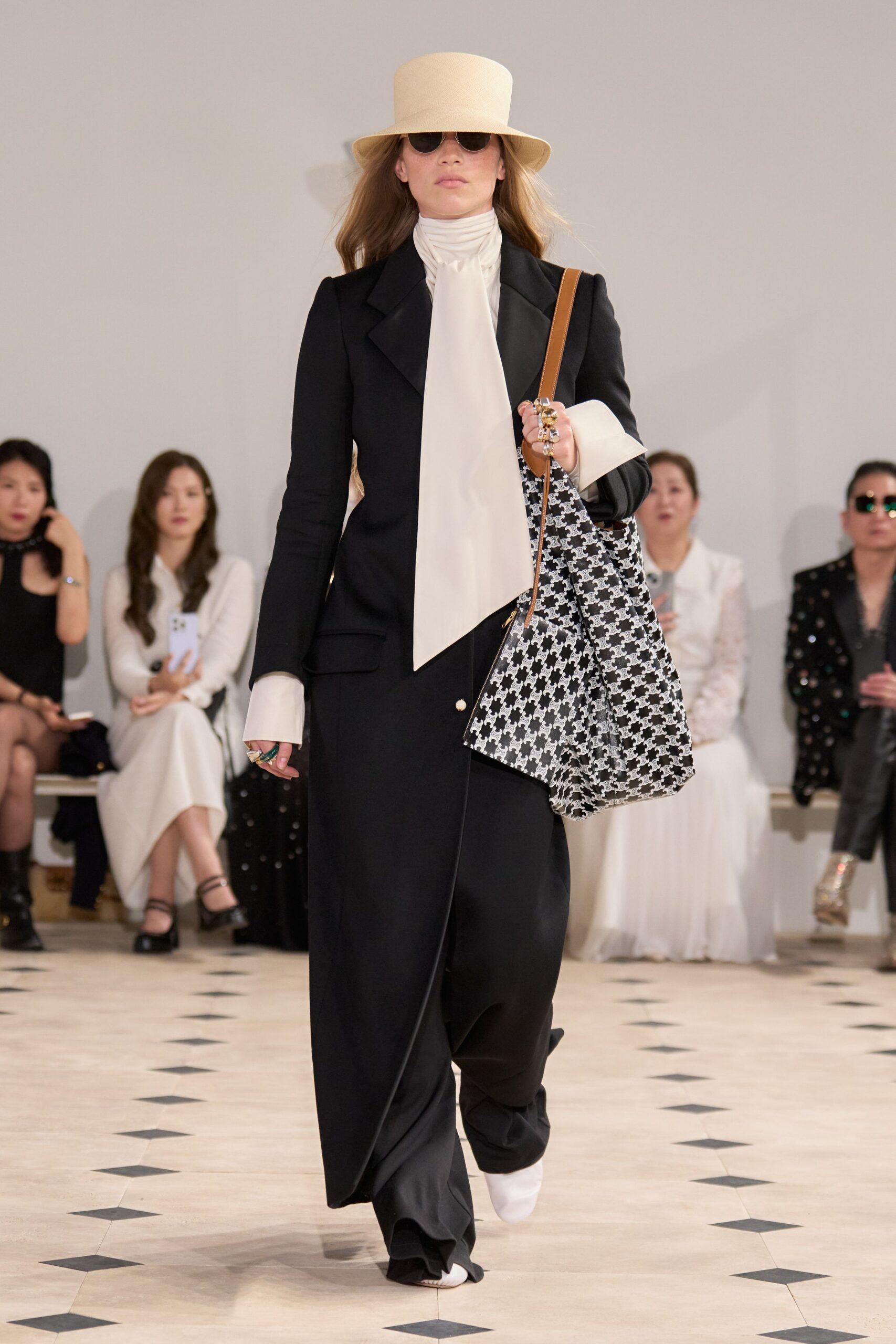 black blazer with ivory blouse