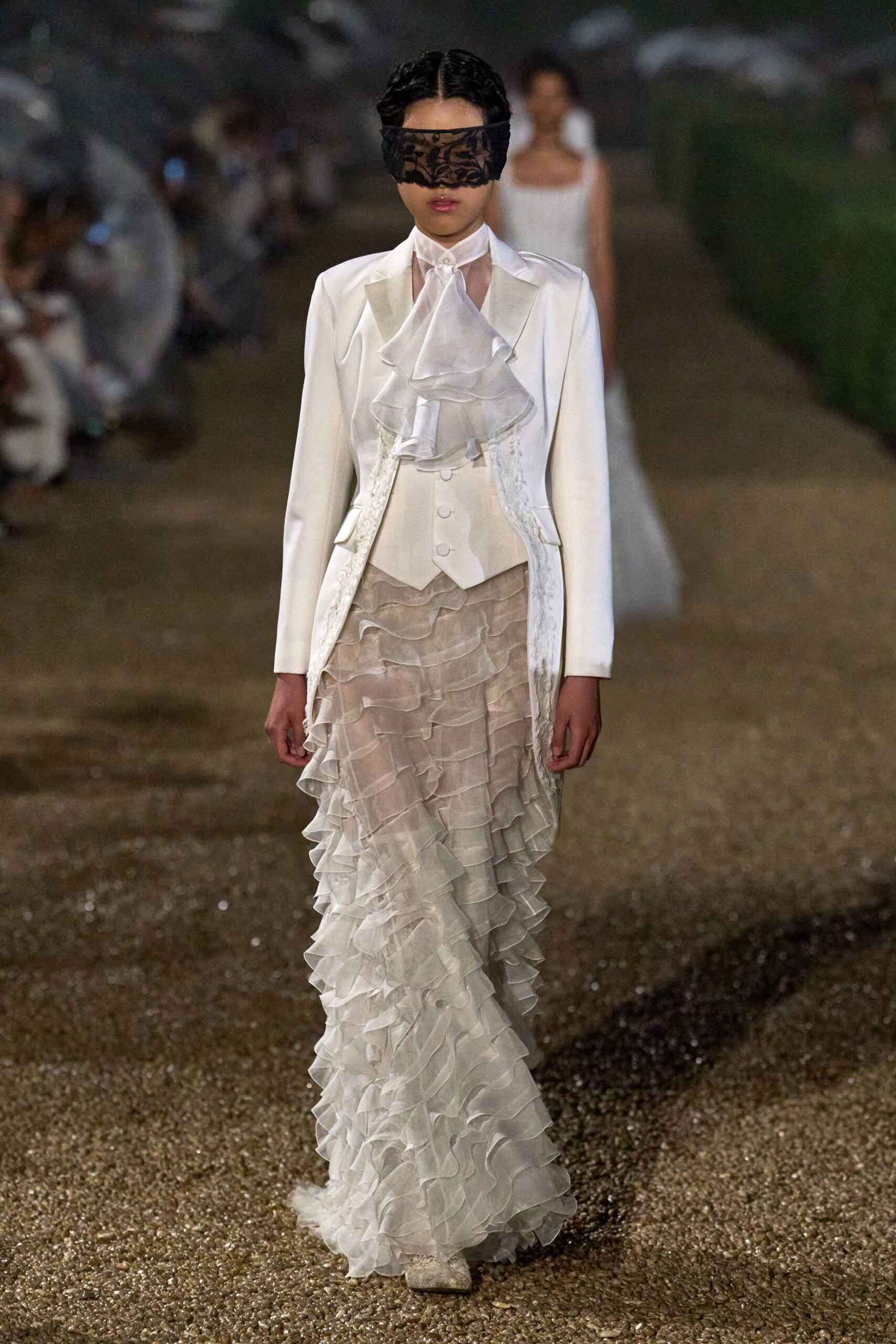 white silk fitted corset