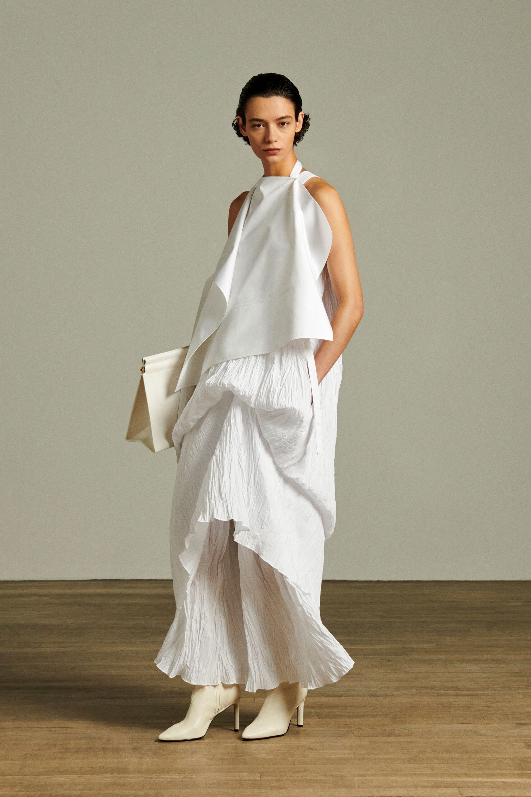 white leather structured bag