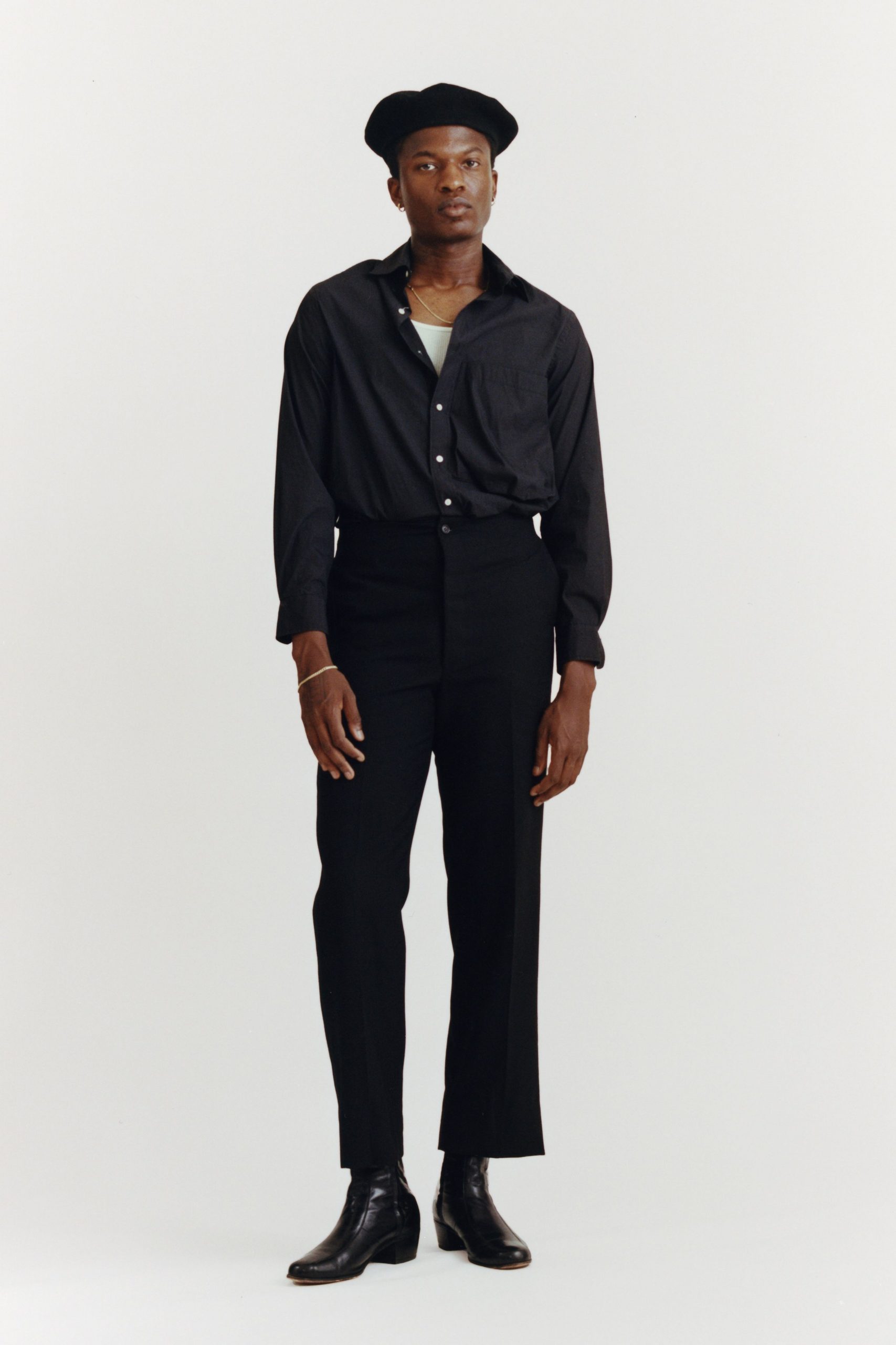 black shirt and pants outfit