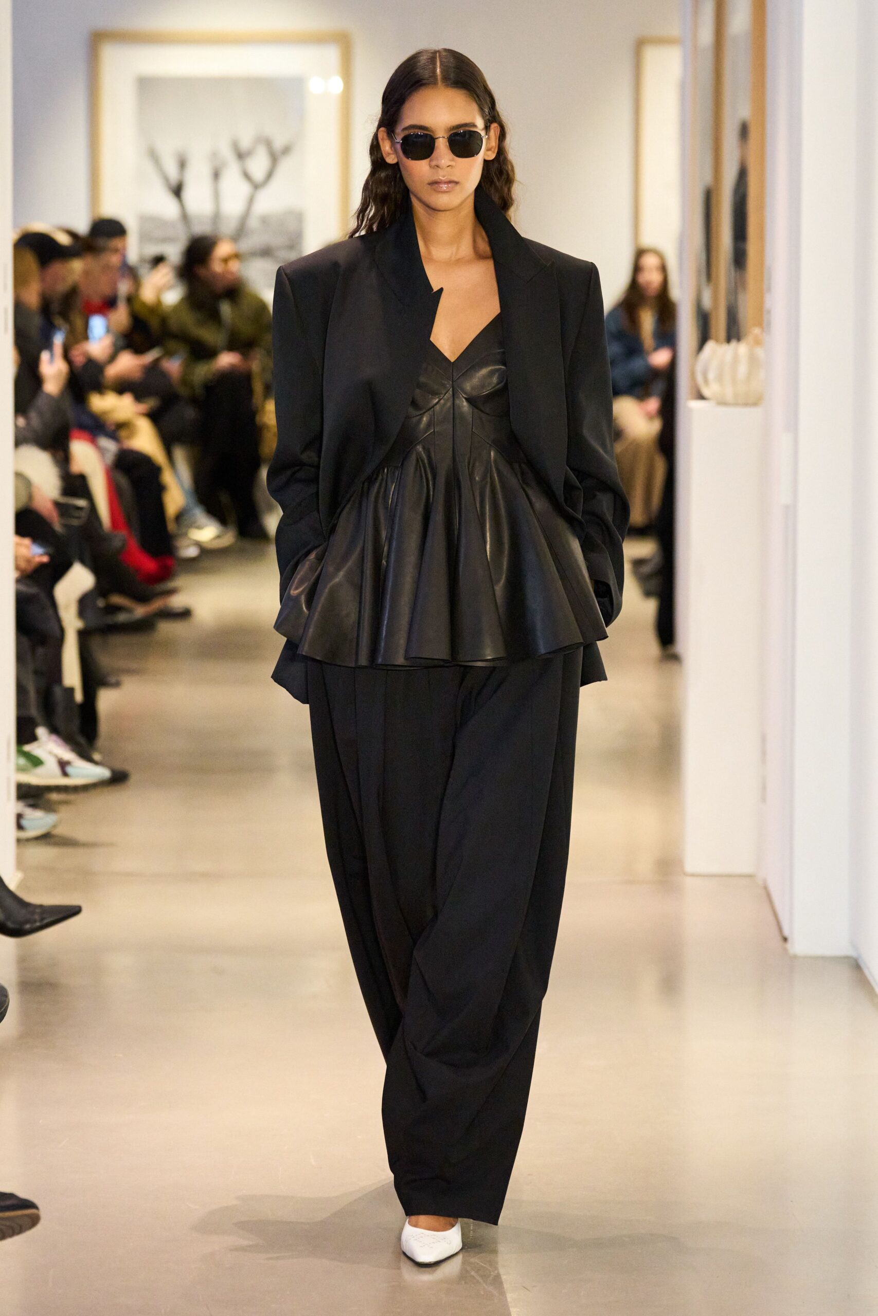 black oversized blazer with fitted top
