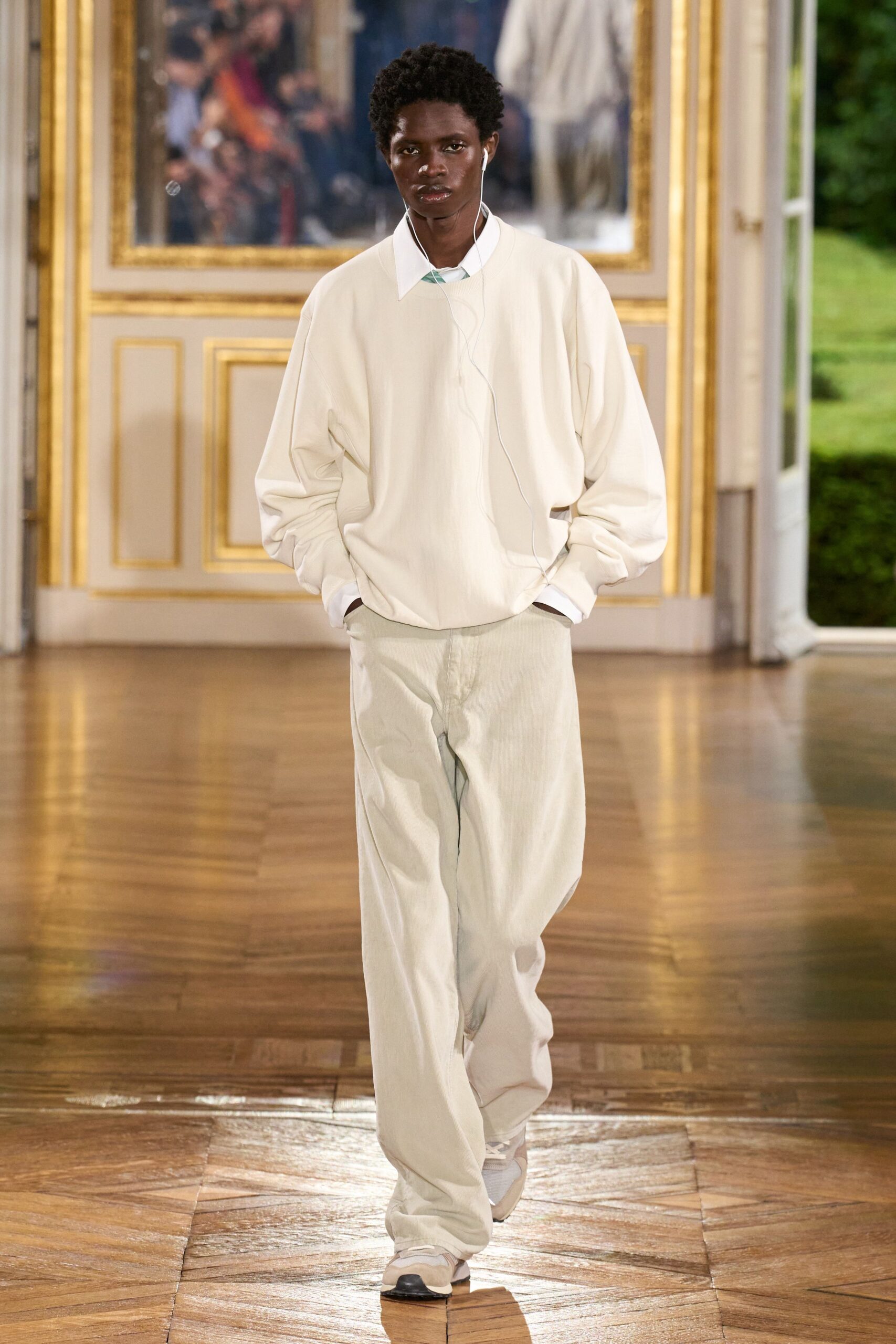 white relaxed top beige pants