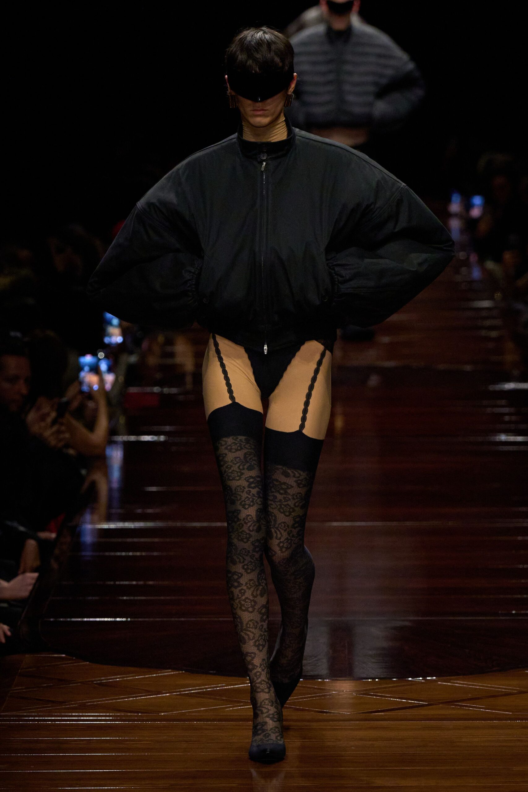 oversized black jacket with bodysuit