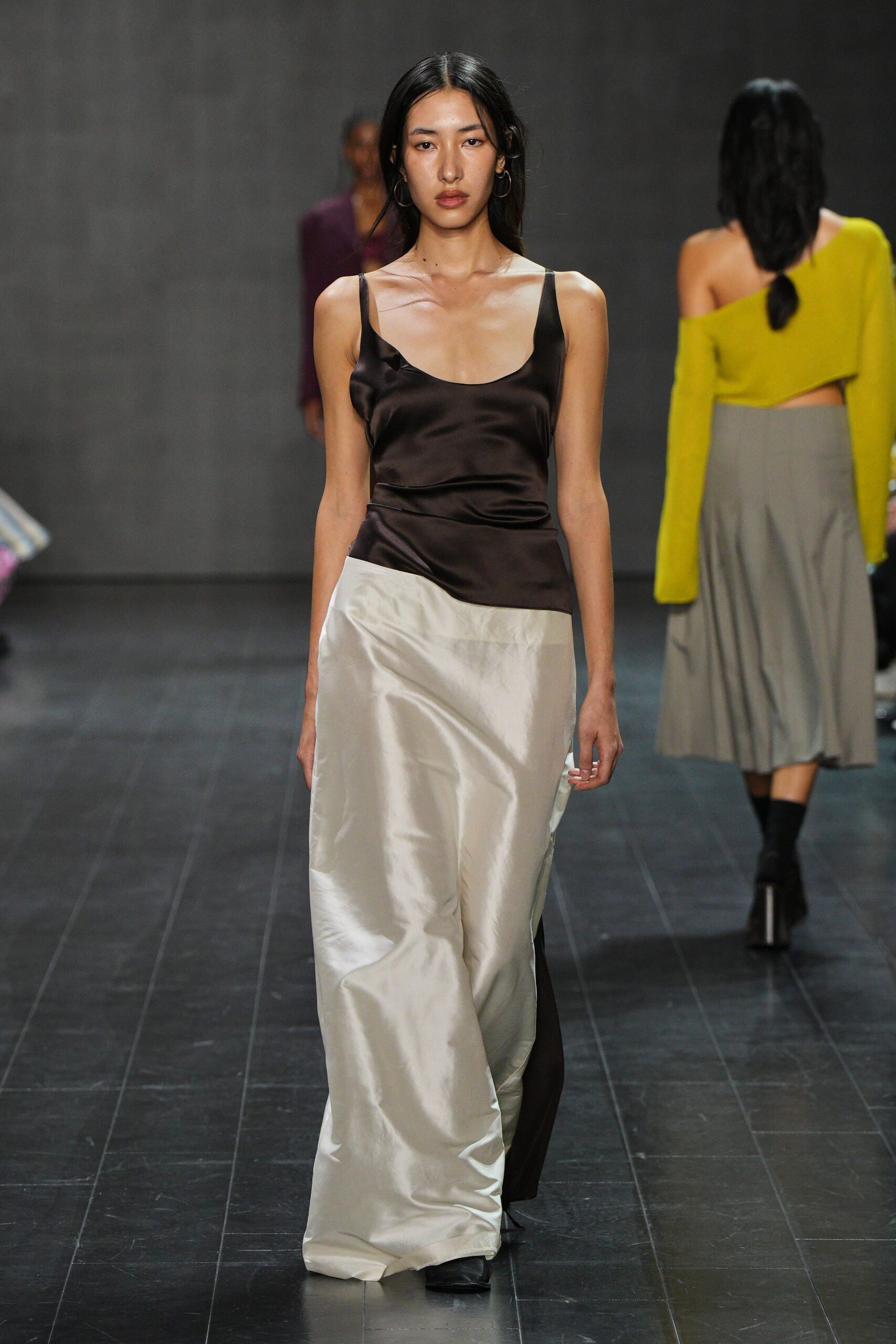 black and white satin dress