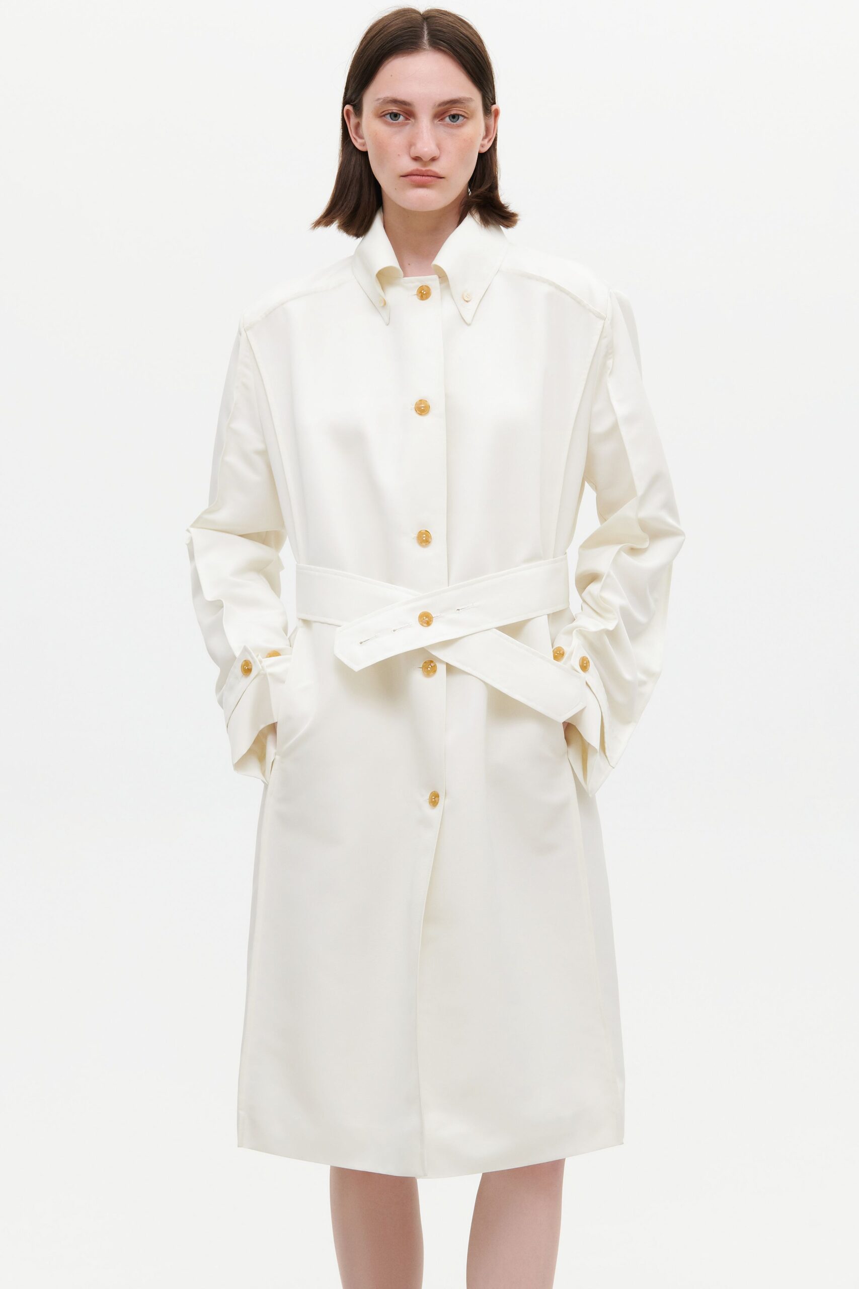 white silk relaxed coat