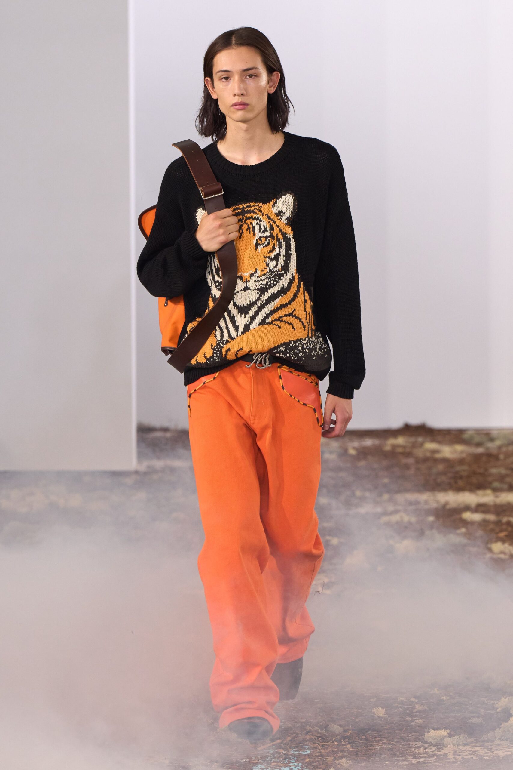 orange leather structured bag