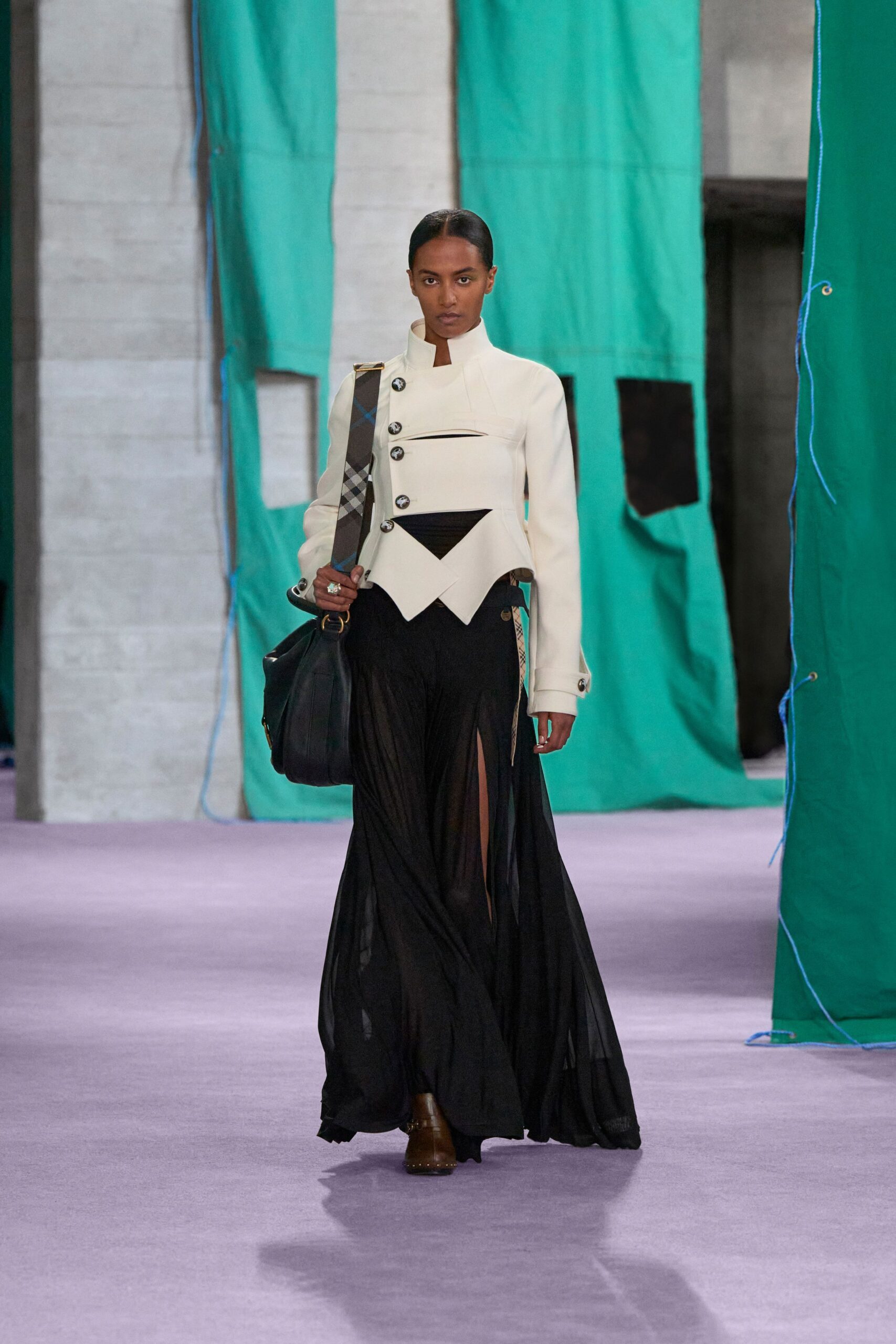 white fitted jacket black skirt