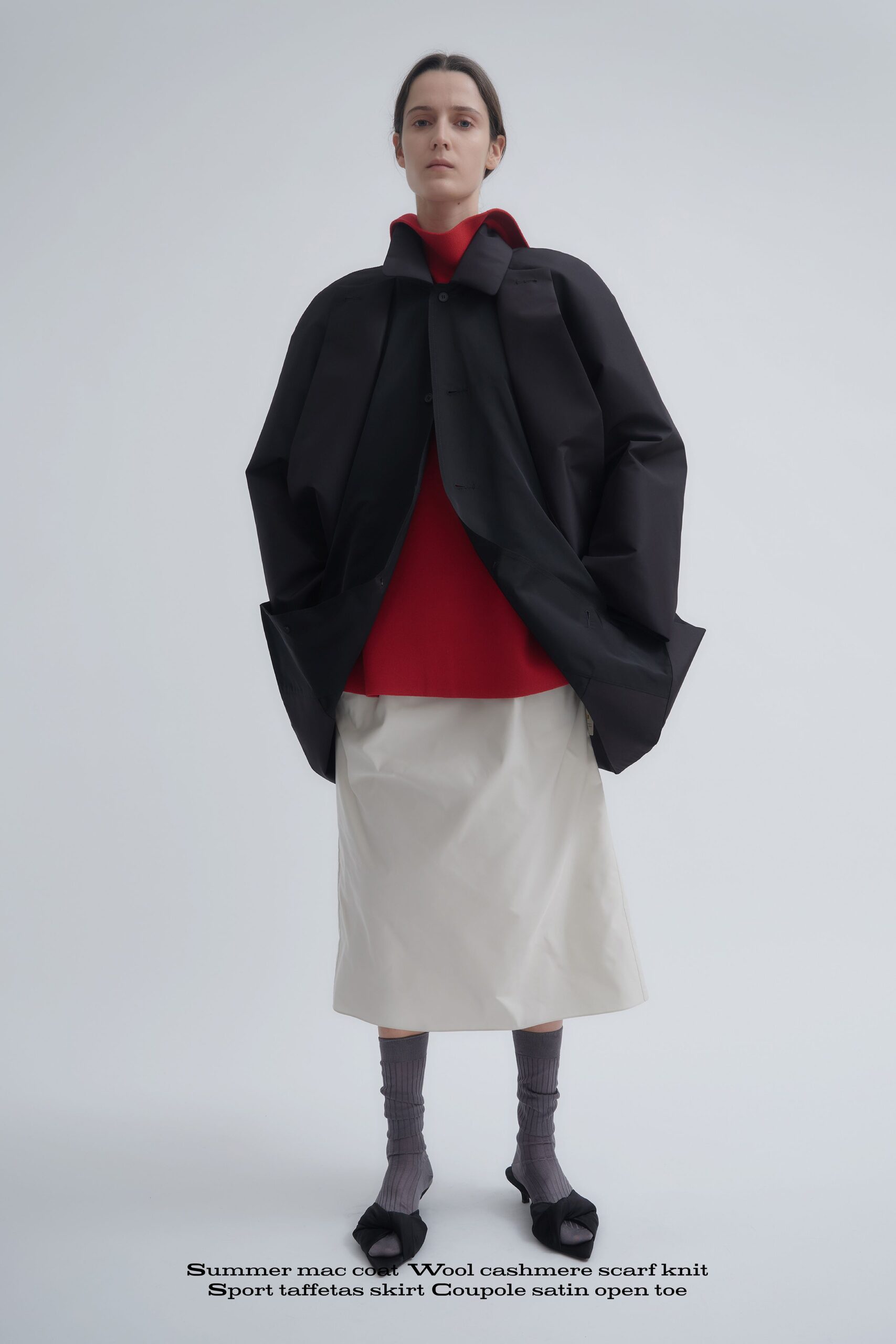 red cashmere hooded fitted top