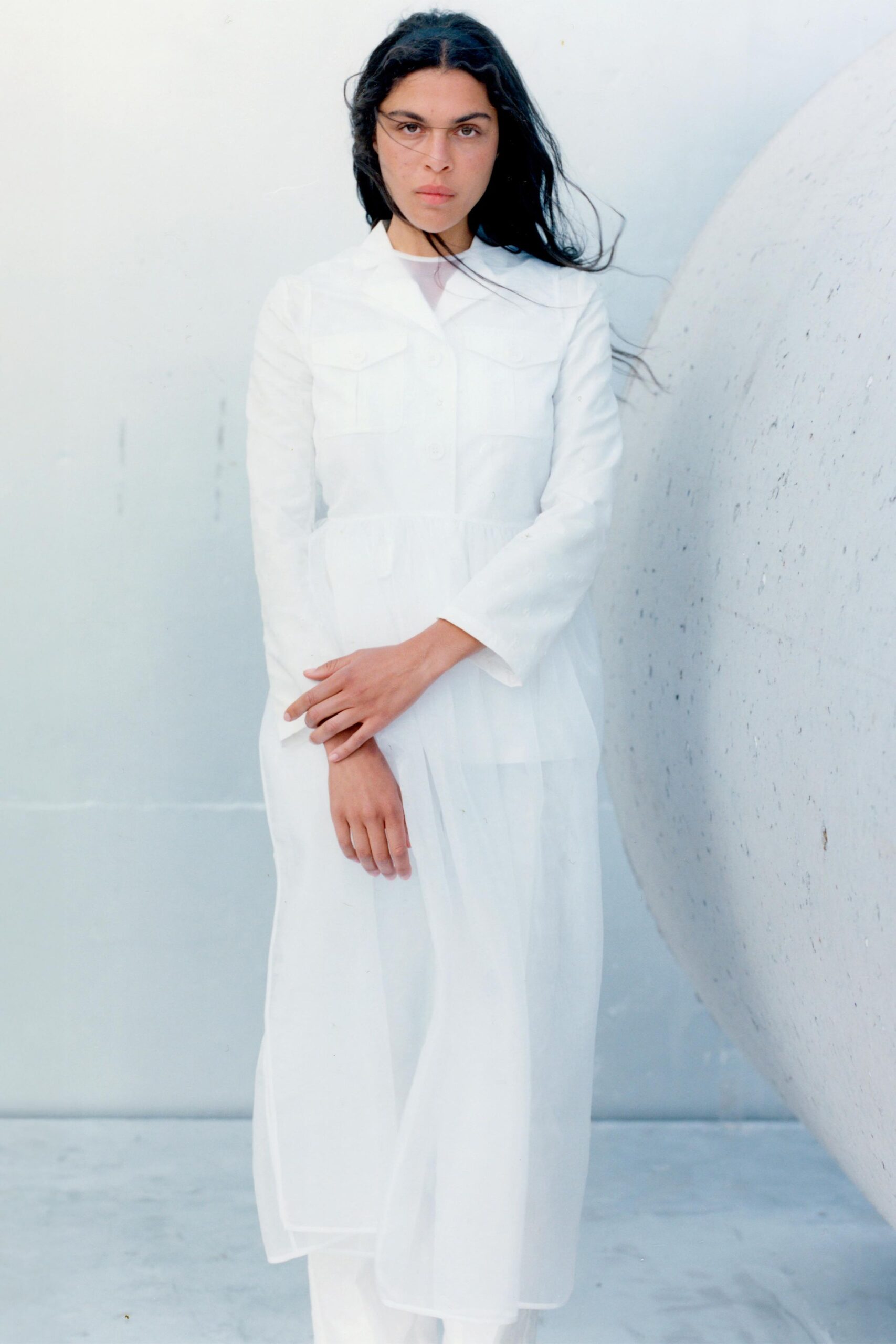 white layered maxi dress