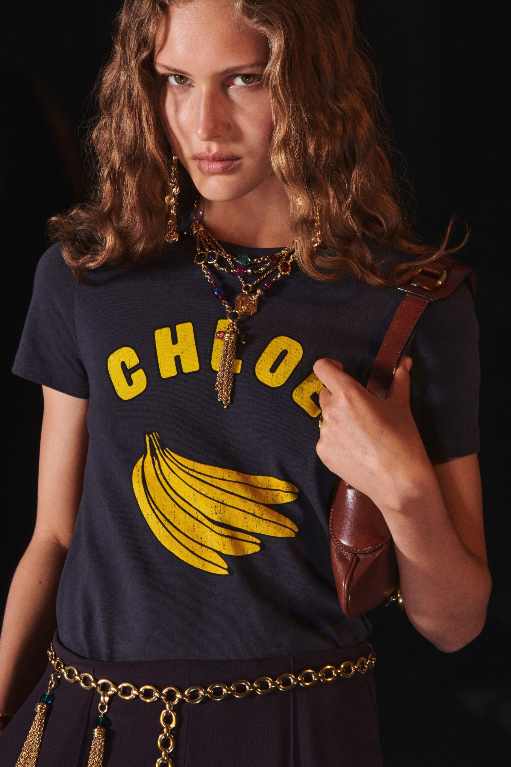 black t-shirt with banana print