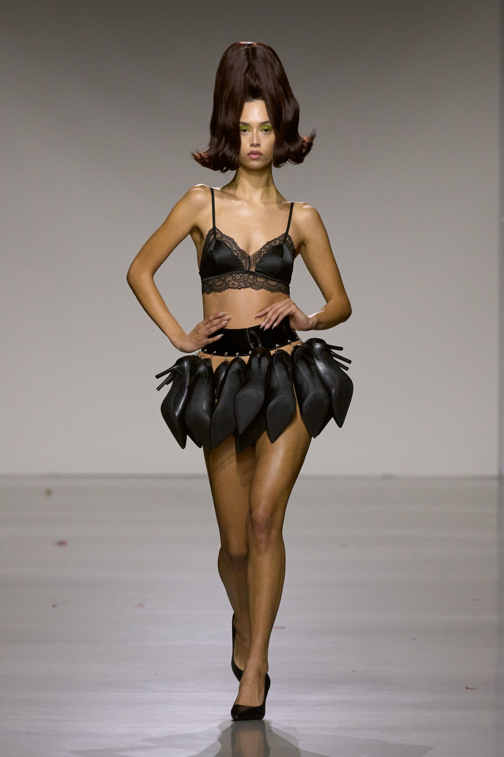 black lace bra layered skirt