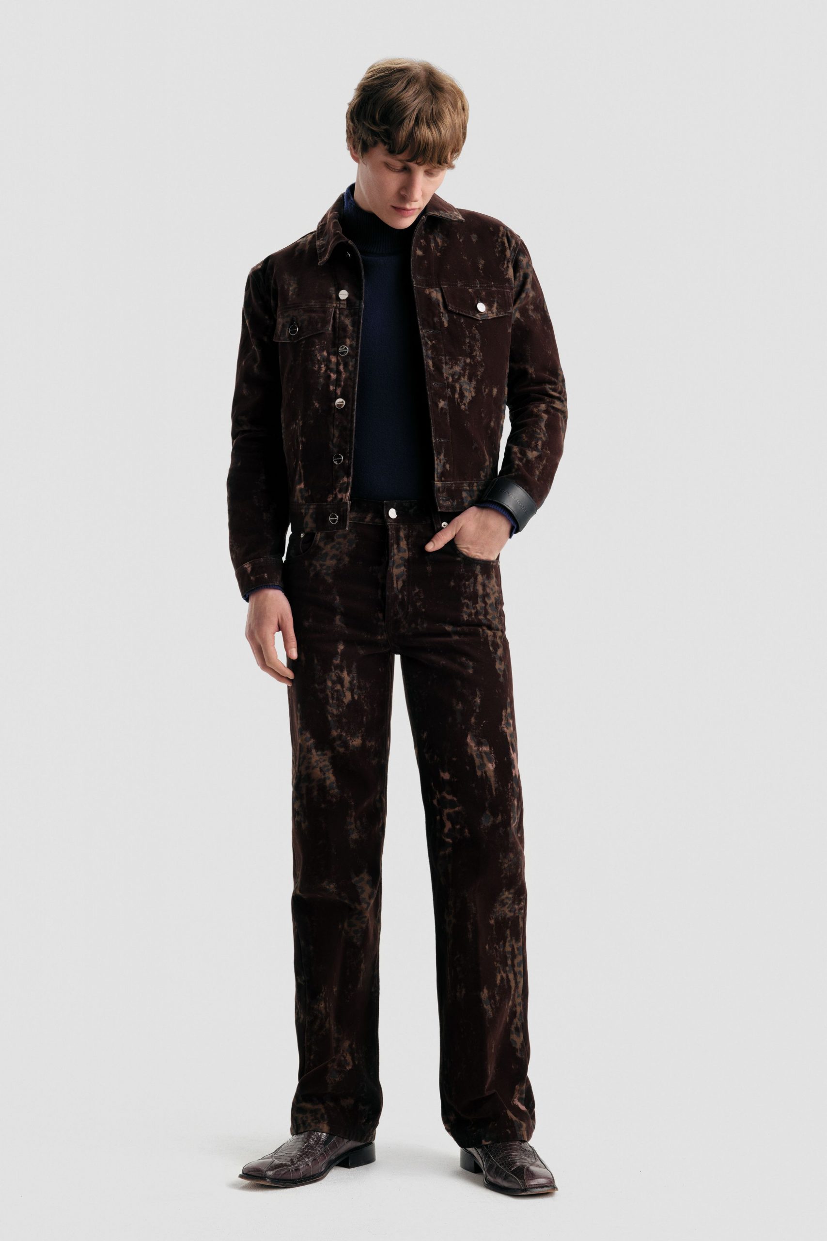 brown velvet jacket and pants