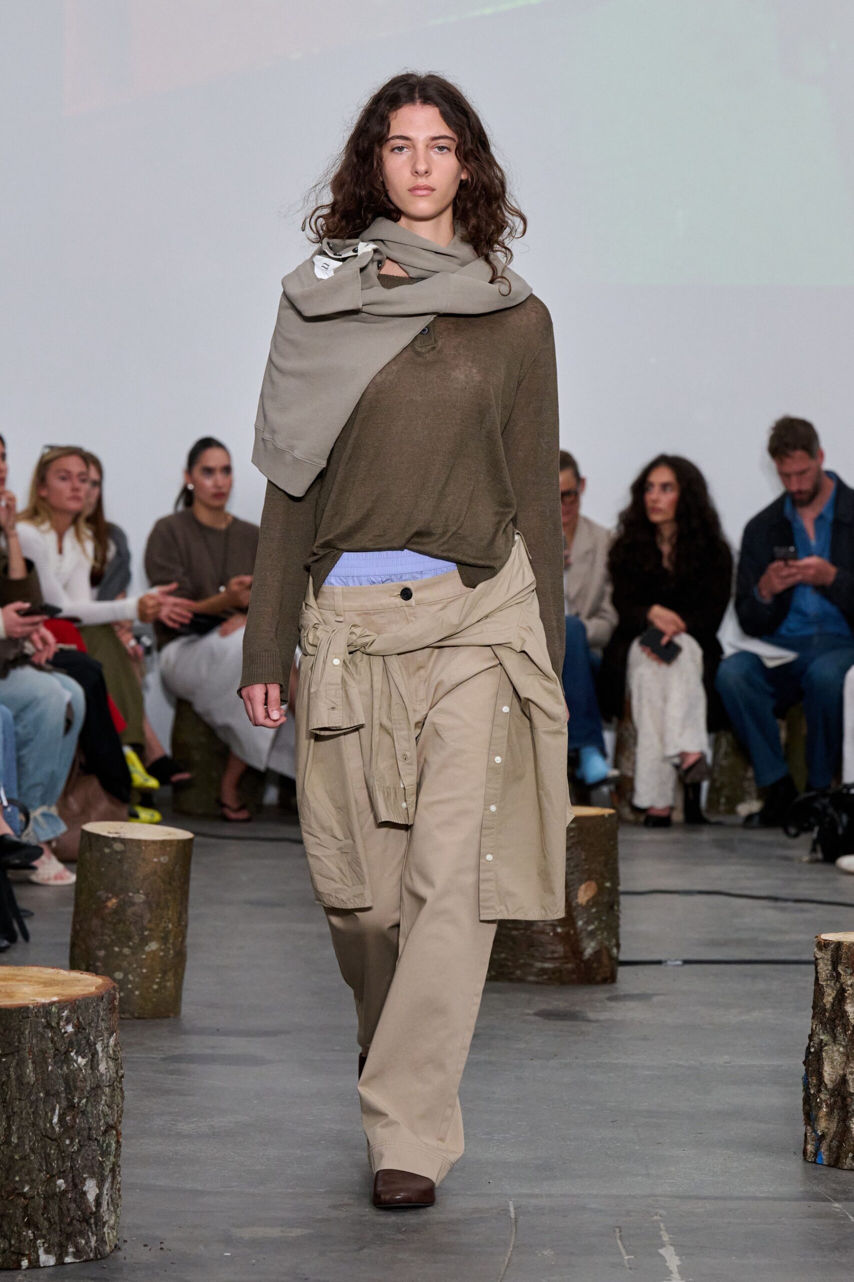 brown relaxed top with cargo pants