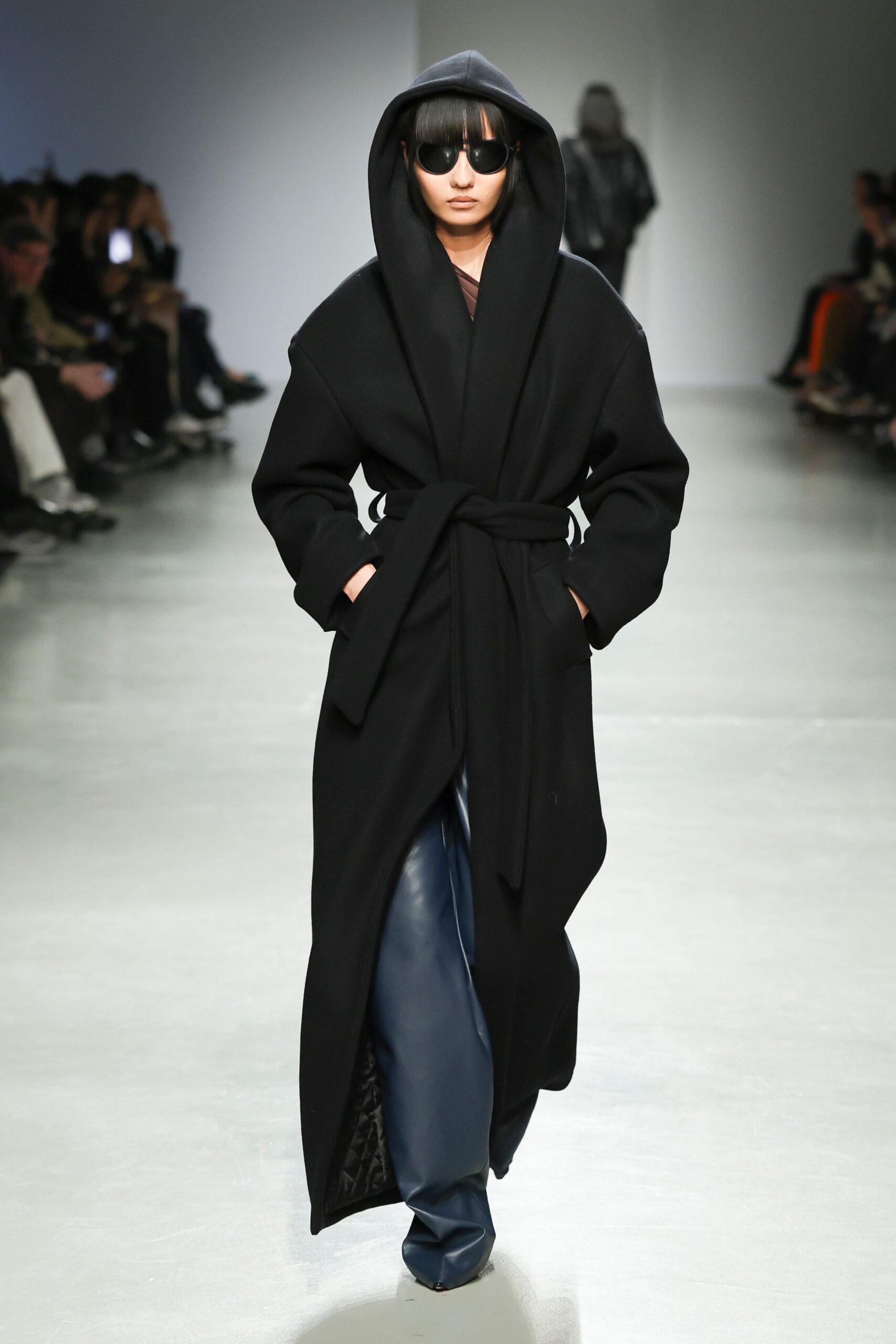 black wool coat with hood