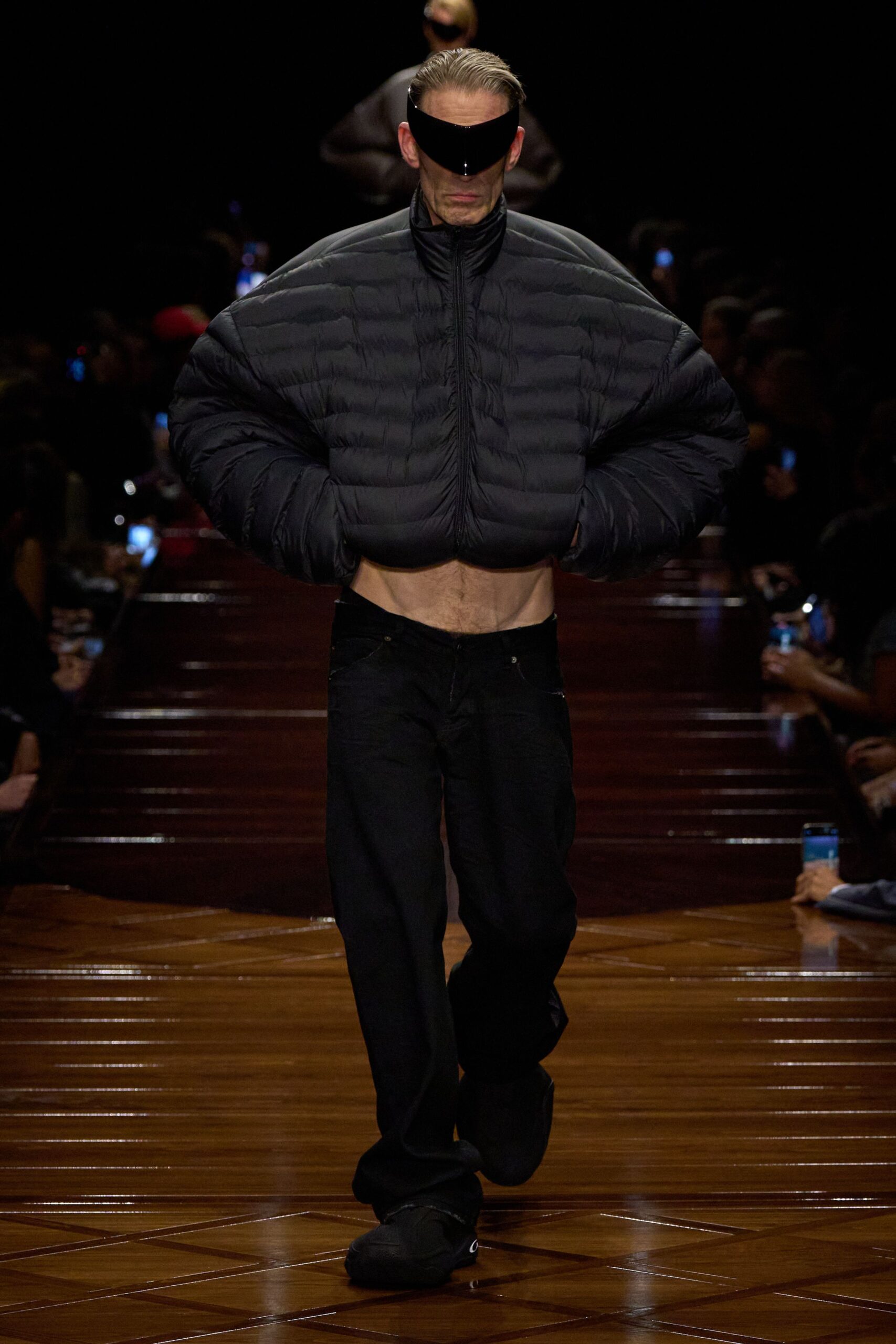 oversized black jacket with relaxed pants