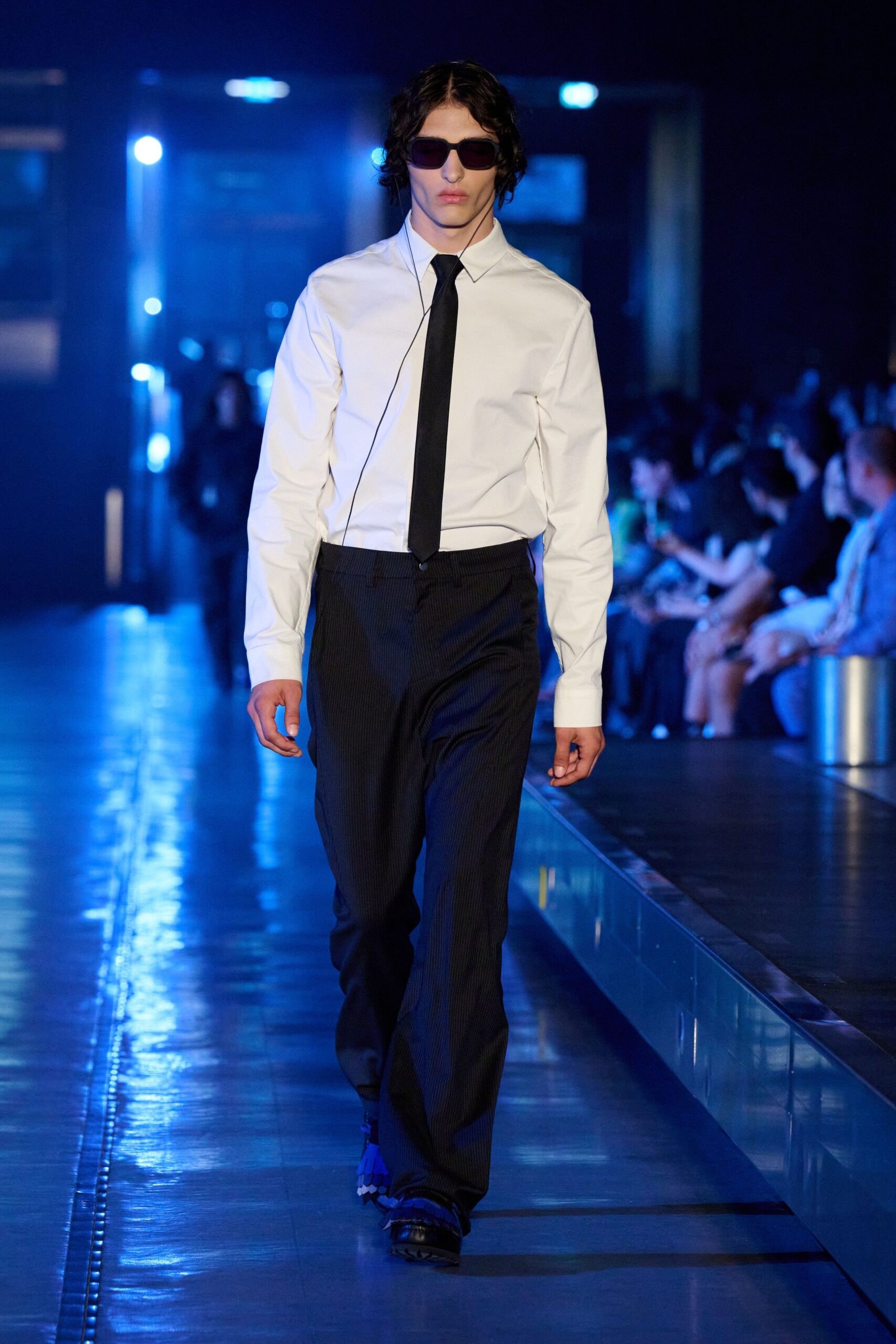 white shirt black tie