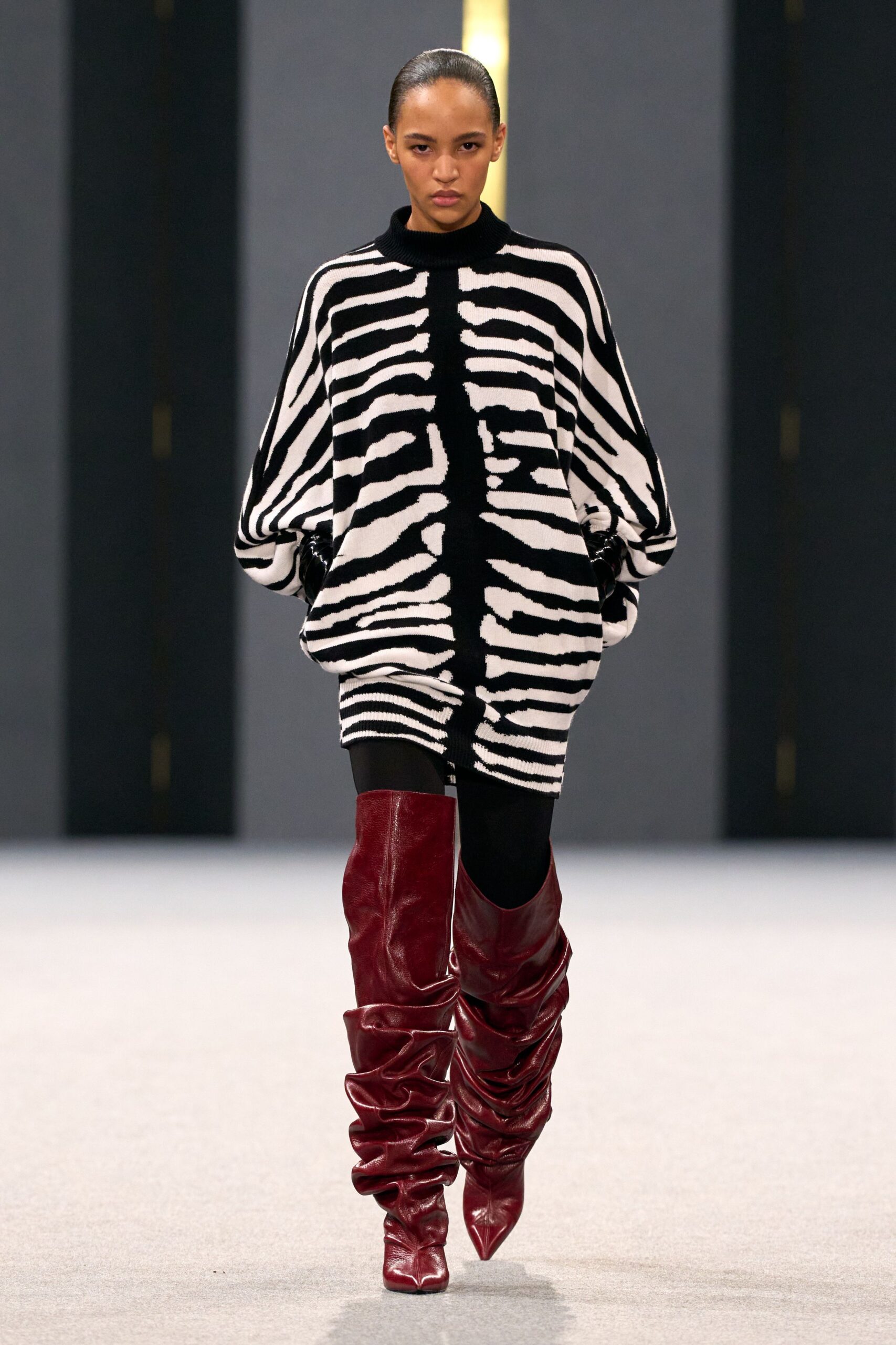 red leather fitted ruched boots