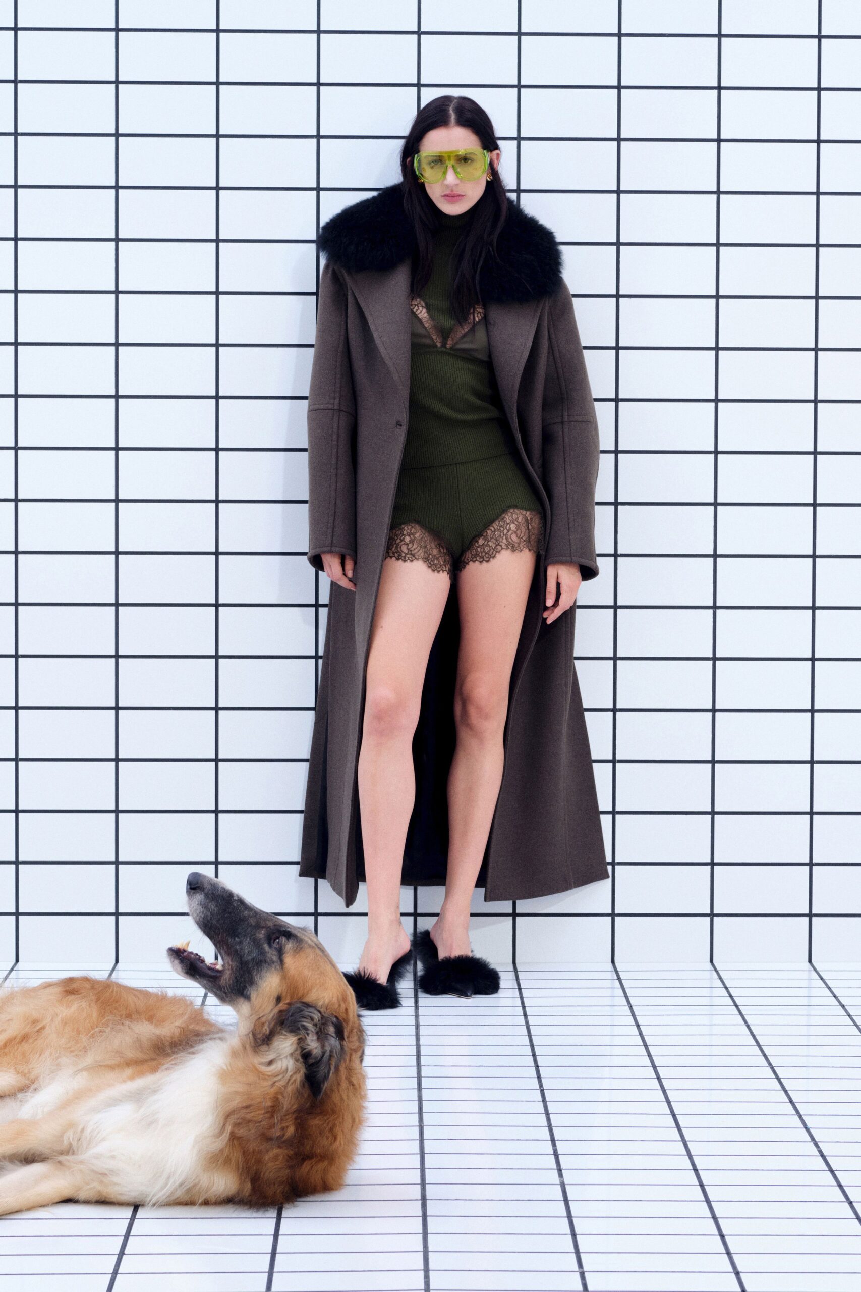 brown wool long-sleeve collared relaxed buttoned maxi coat