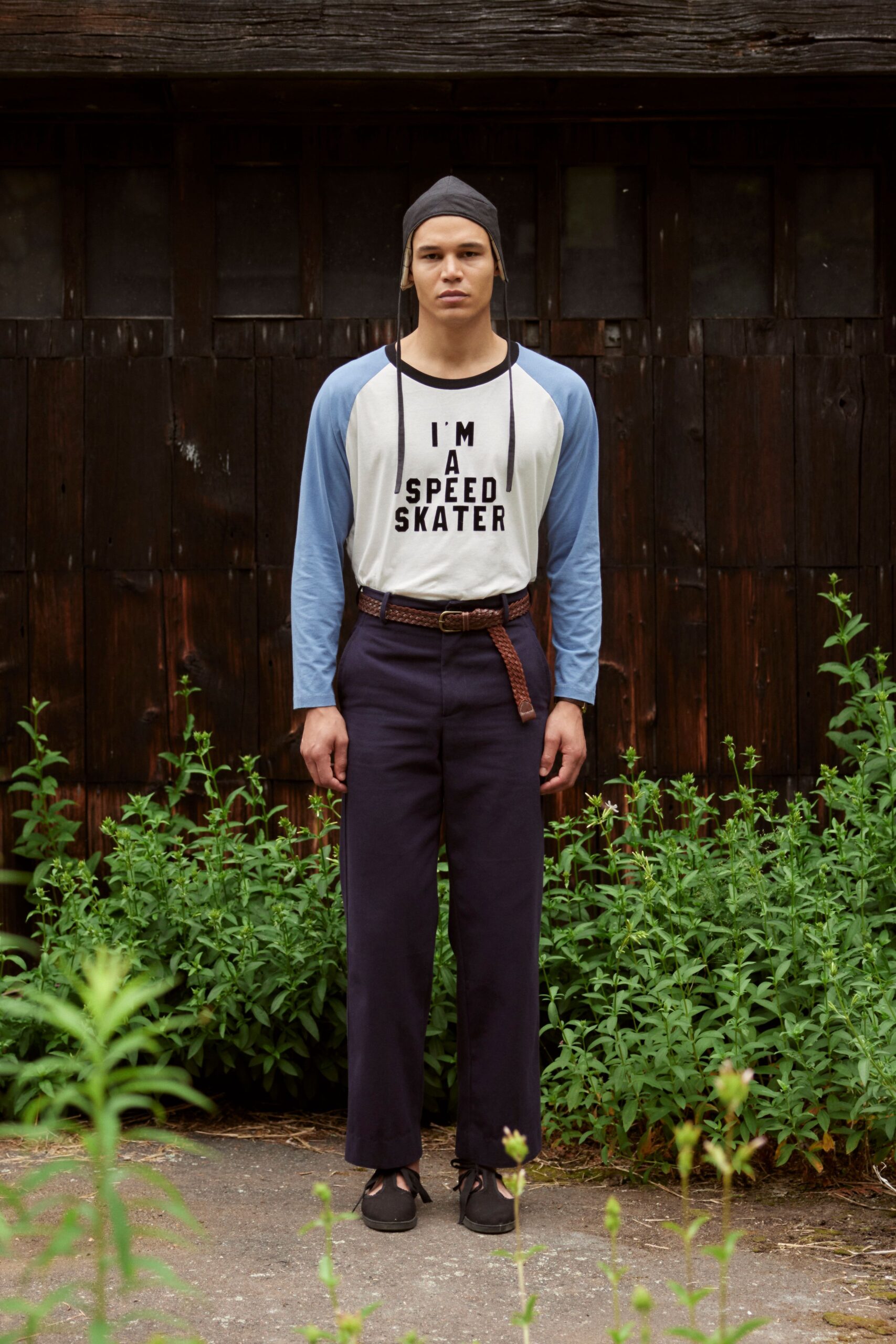 white cotton long-sleeve collared relaxed t-shirt