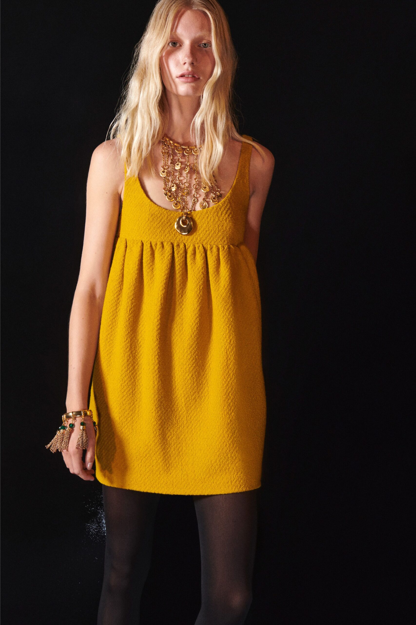 yellow sleeveless relaxed dress