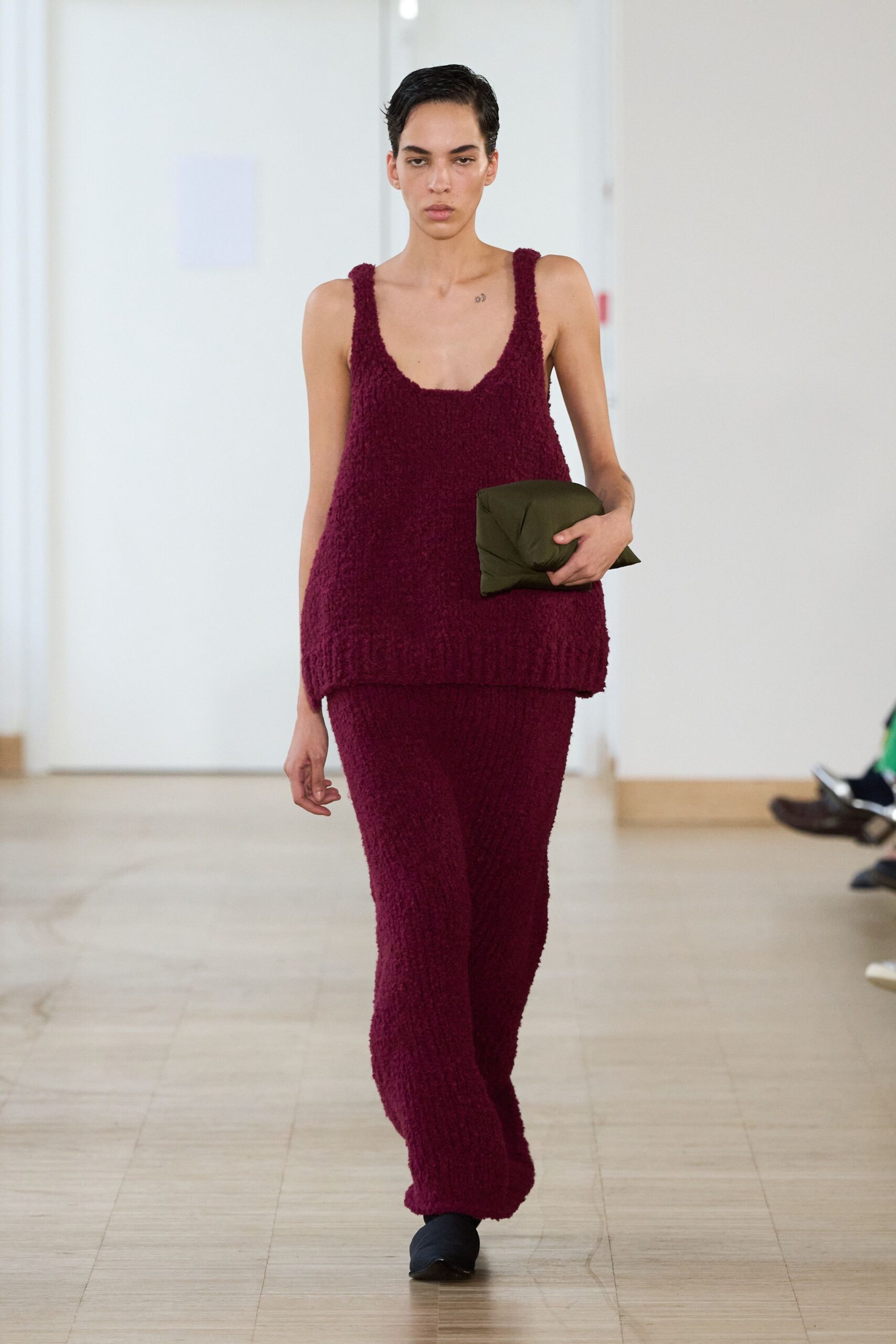 purple wool fitted ribbed pants