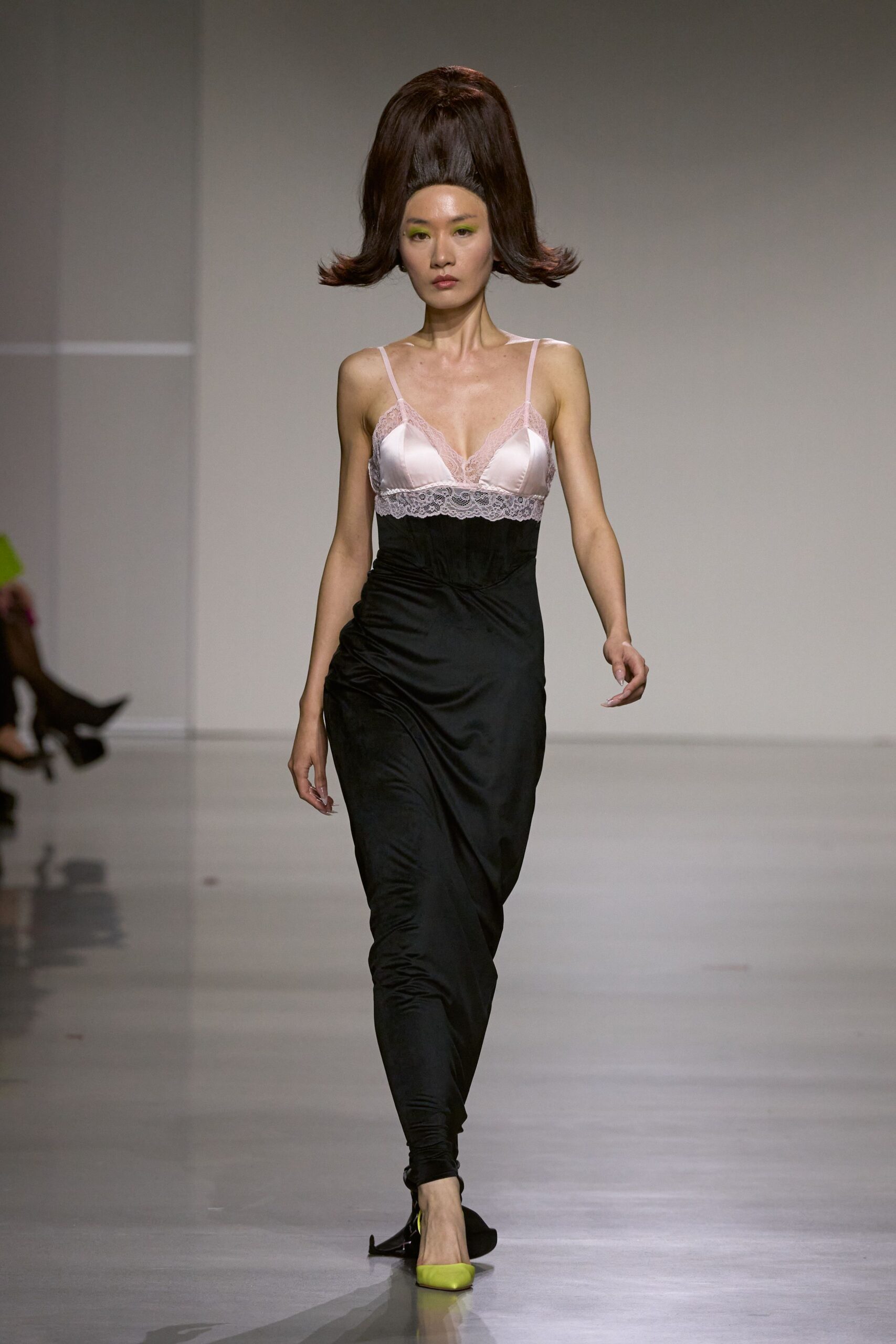 black midi dress with pink top