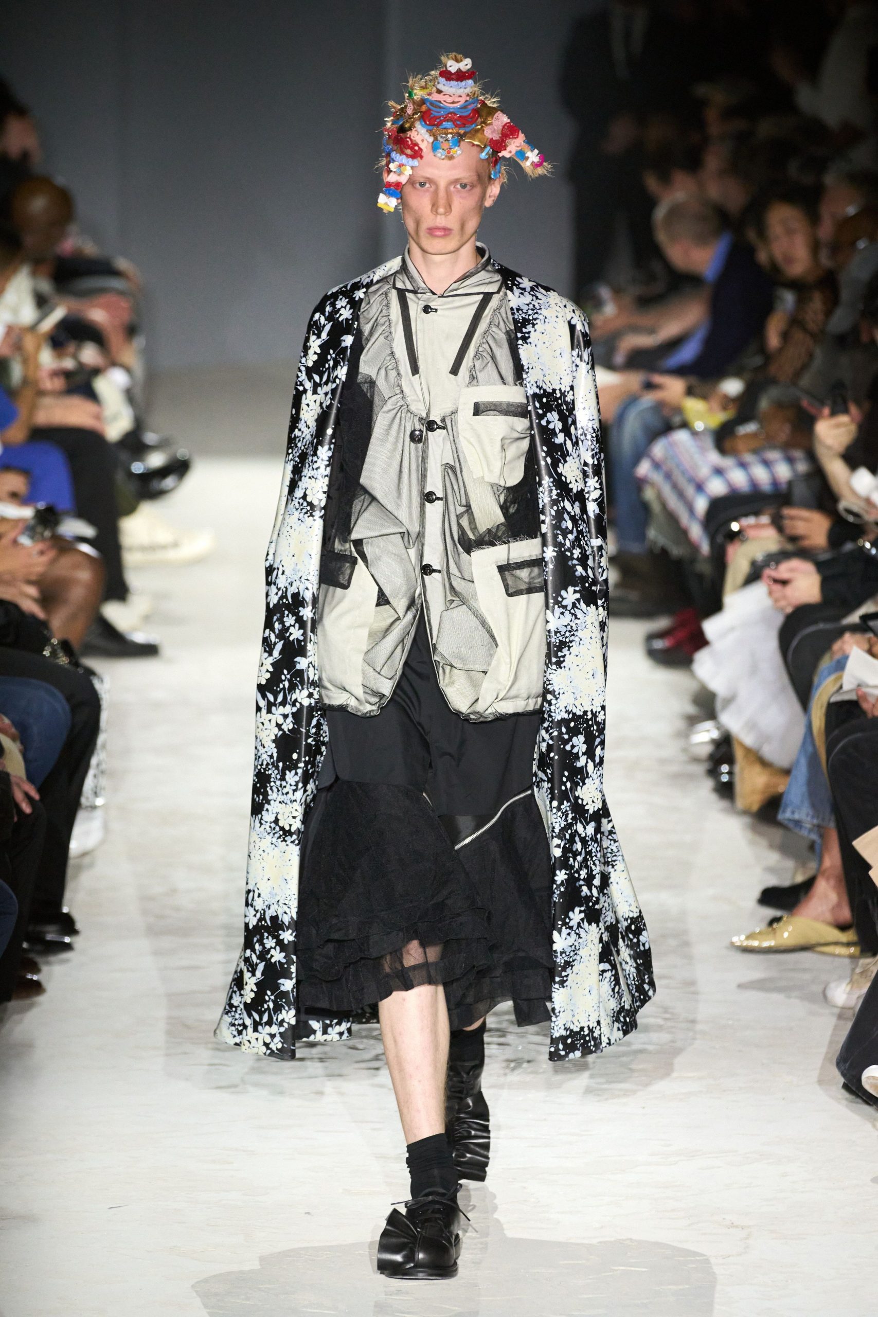 black and white layered coat
