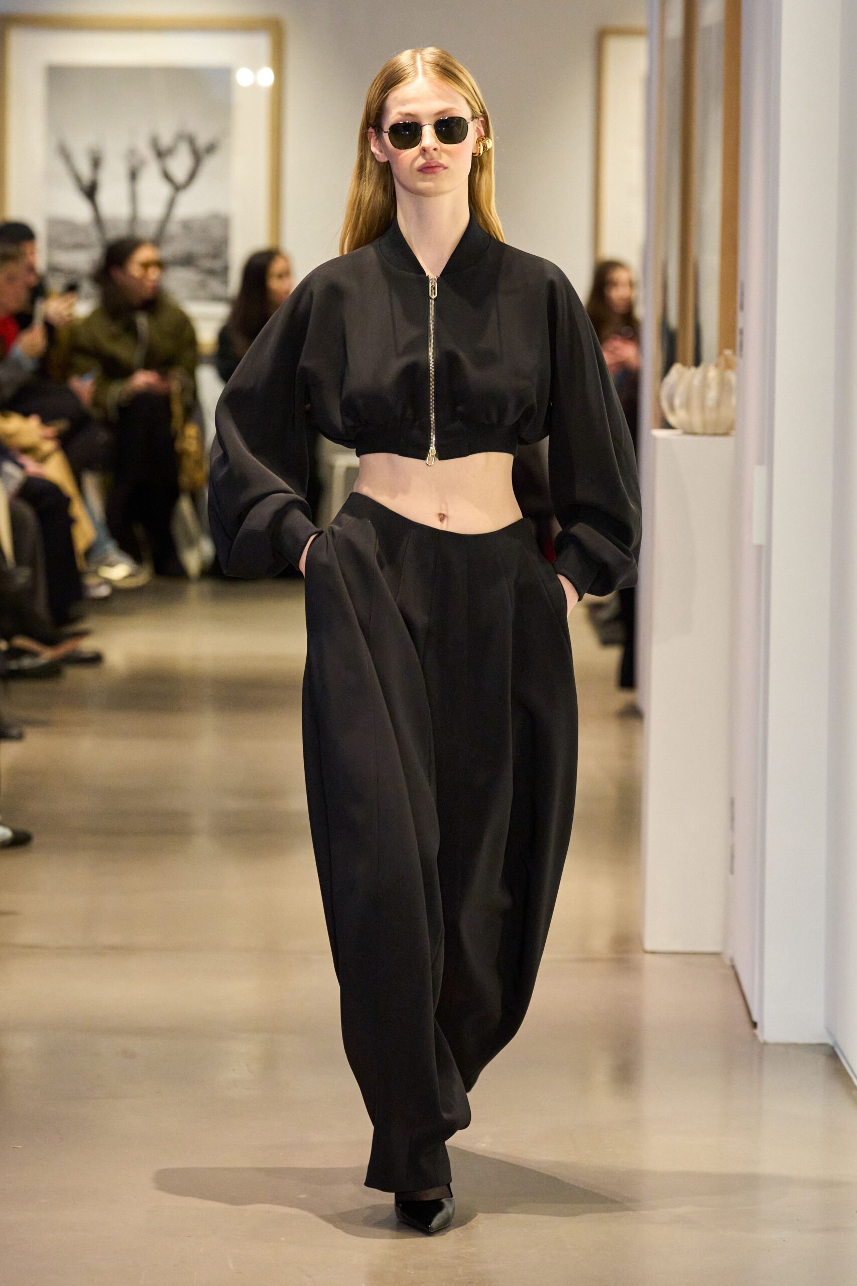 black silk top and pants
