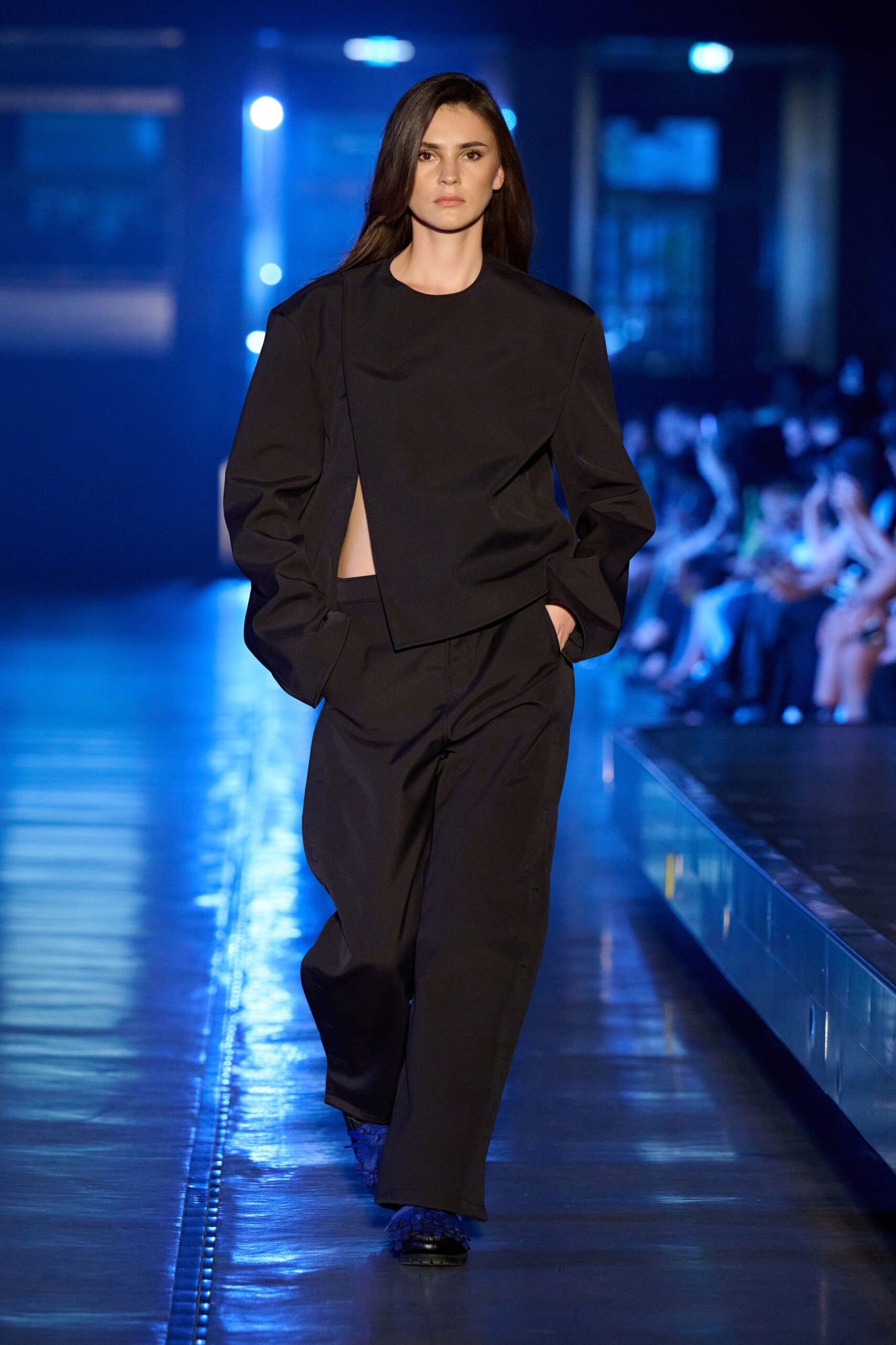 black cropped top and pants