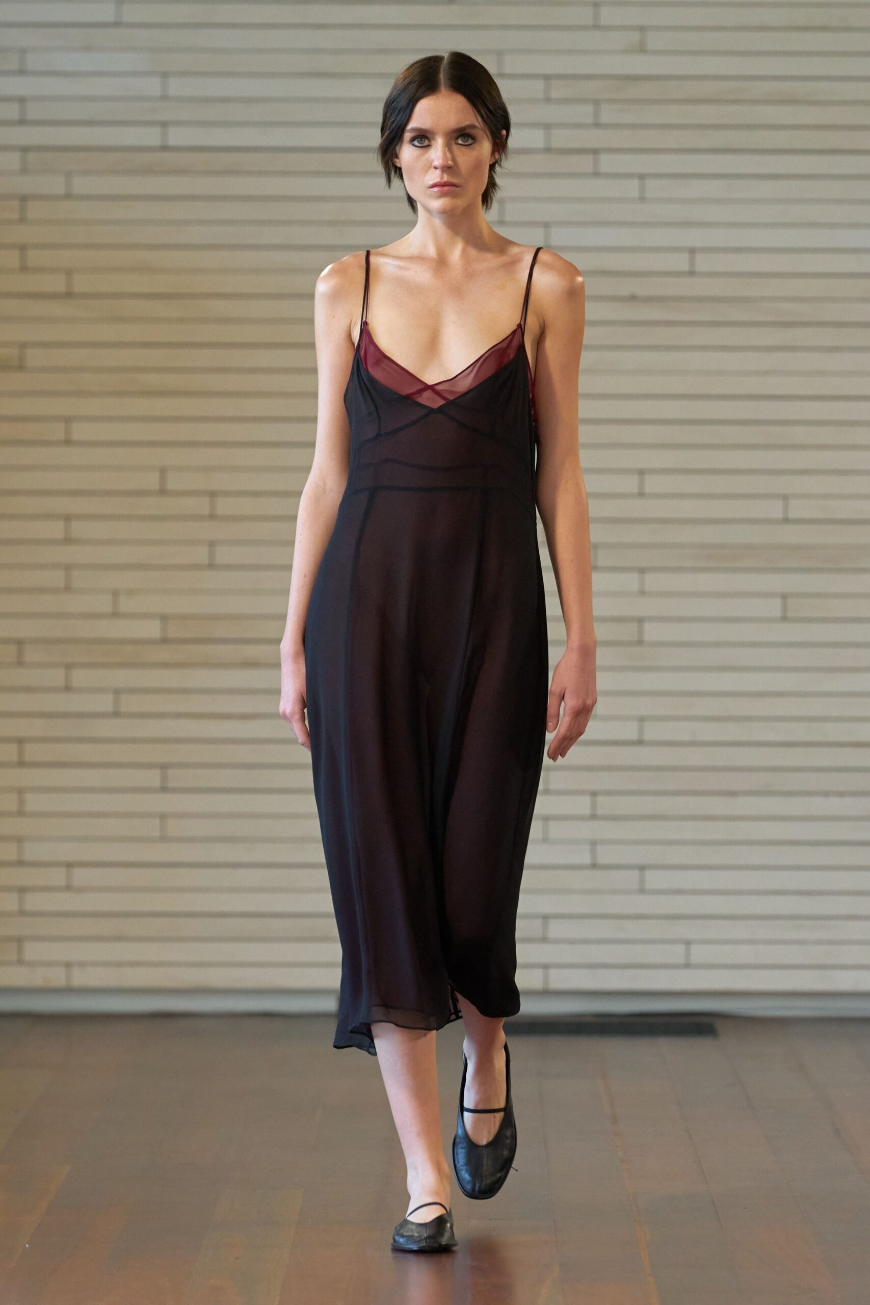 black silk sleeveless midi dress