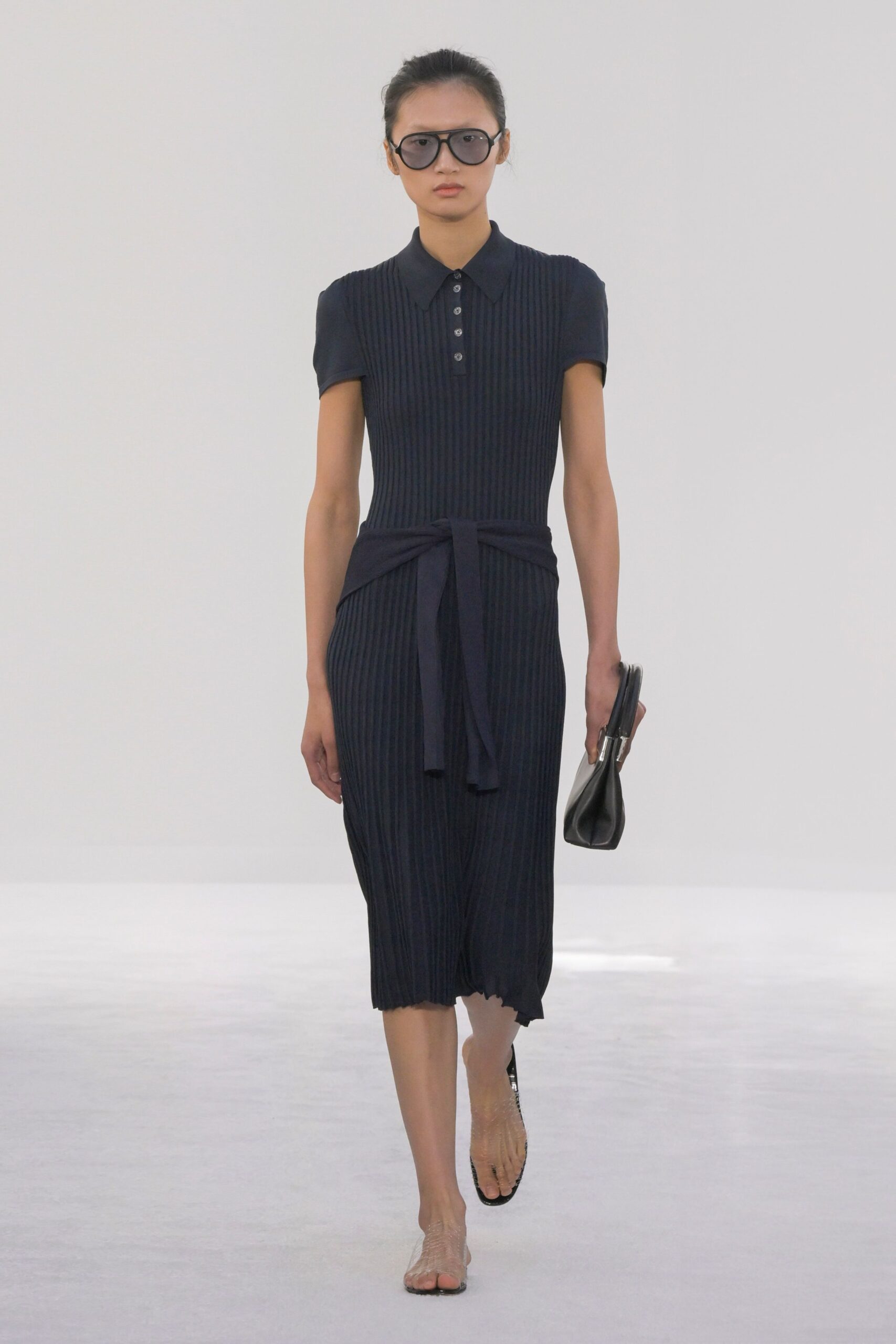 black fitted midi dress