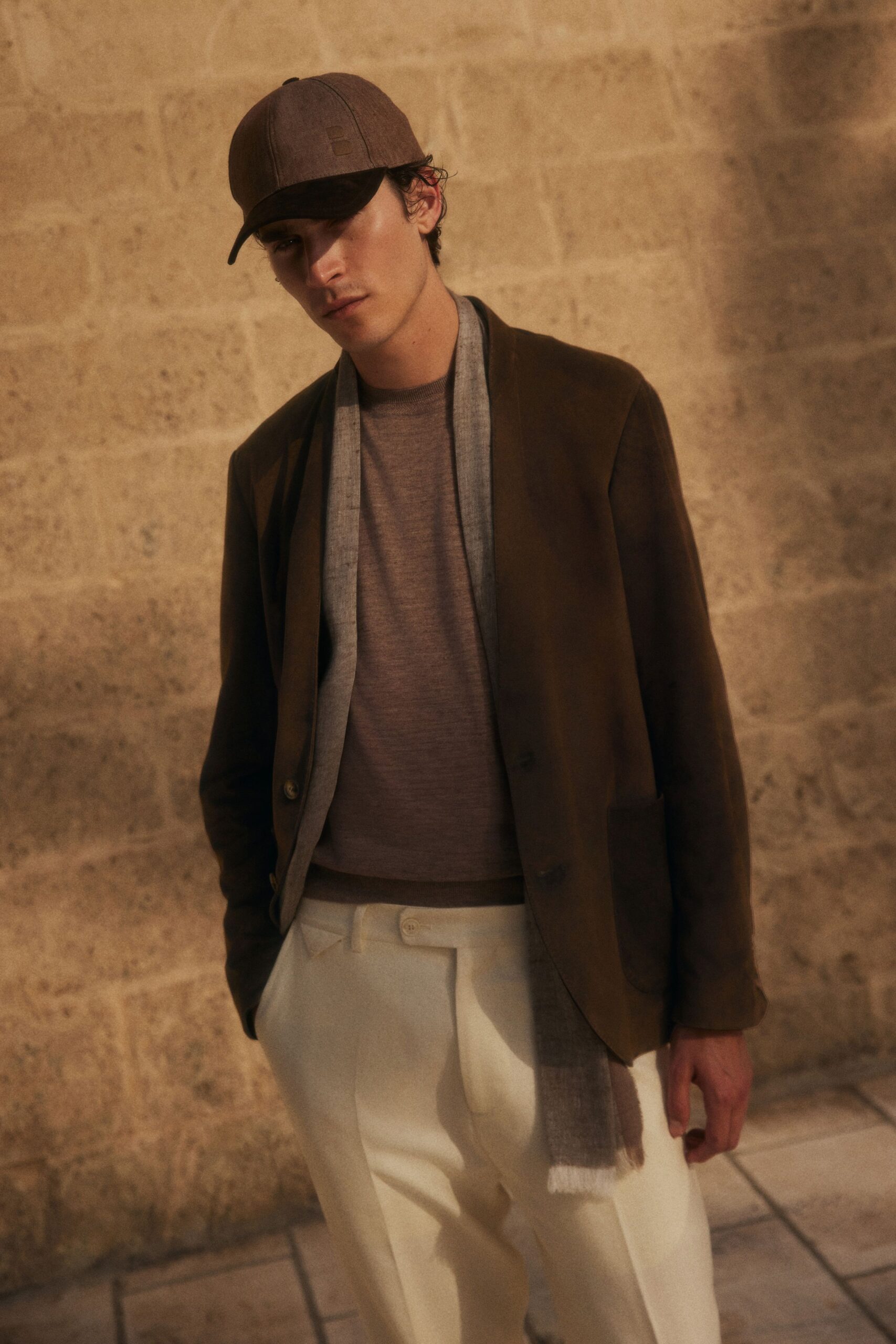 gray knit long-sleeve collared relaxed shirt