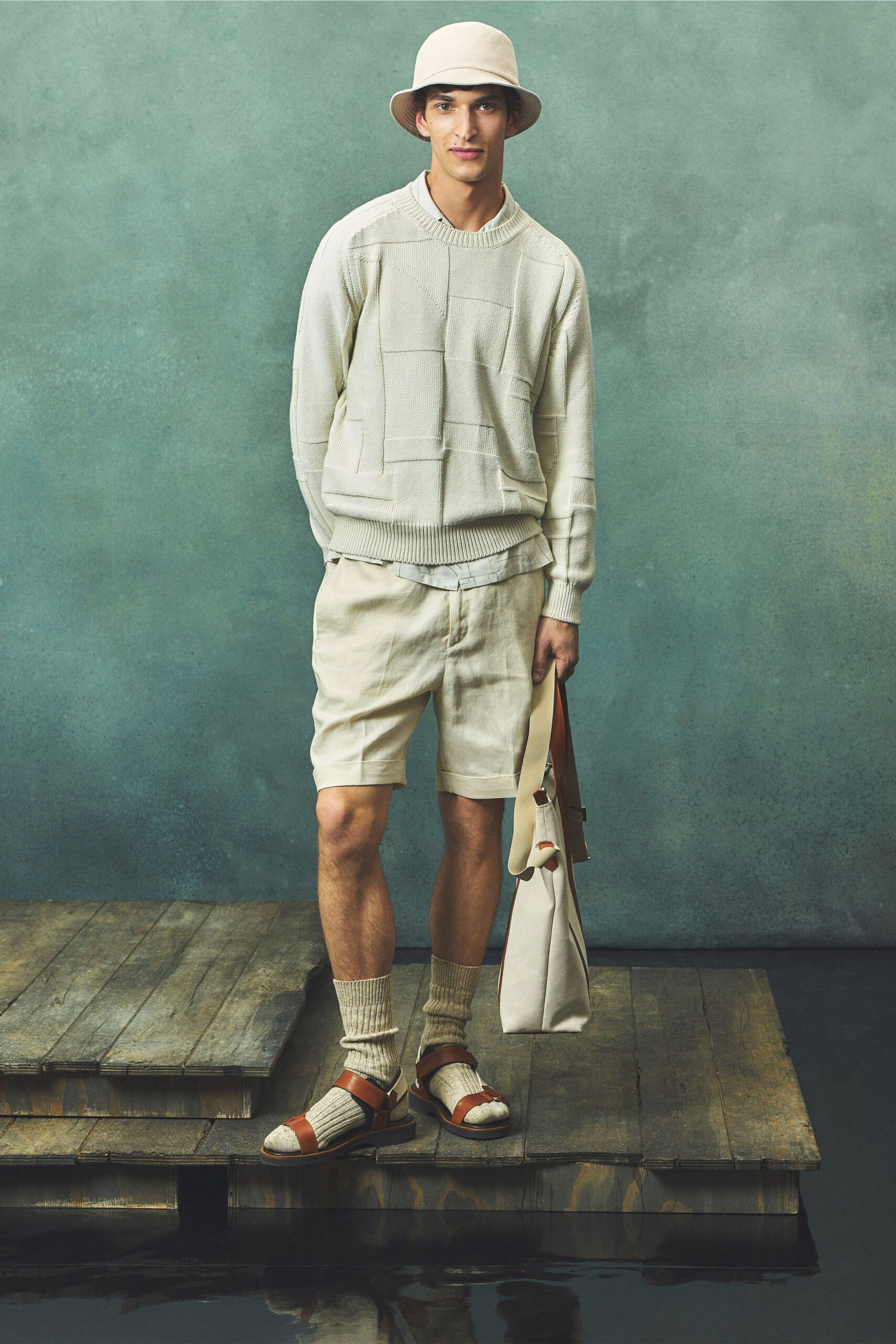 white cotton structured bag