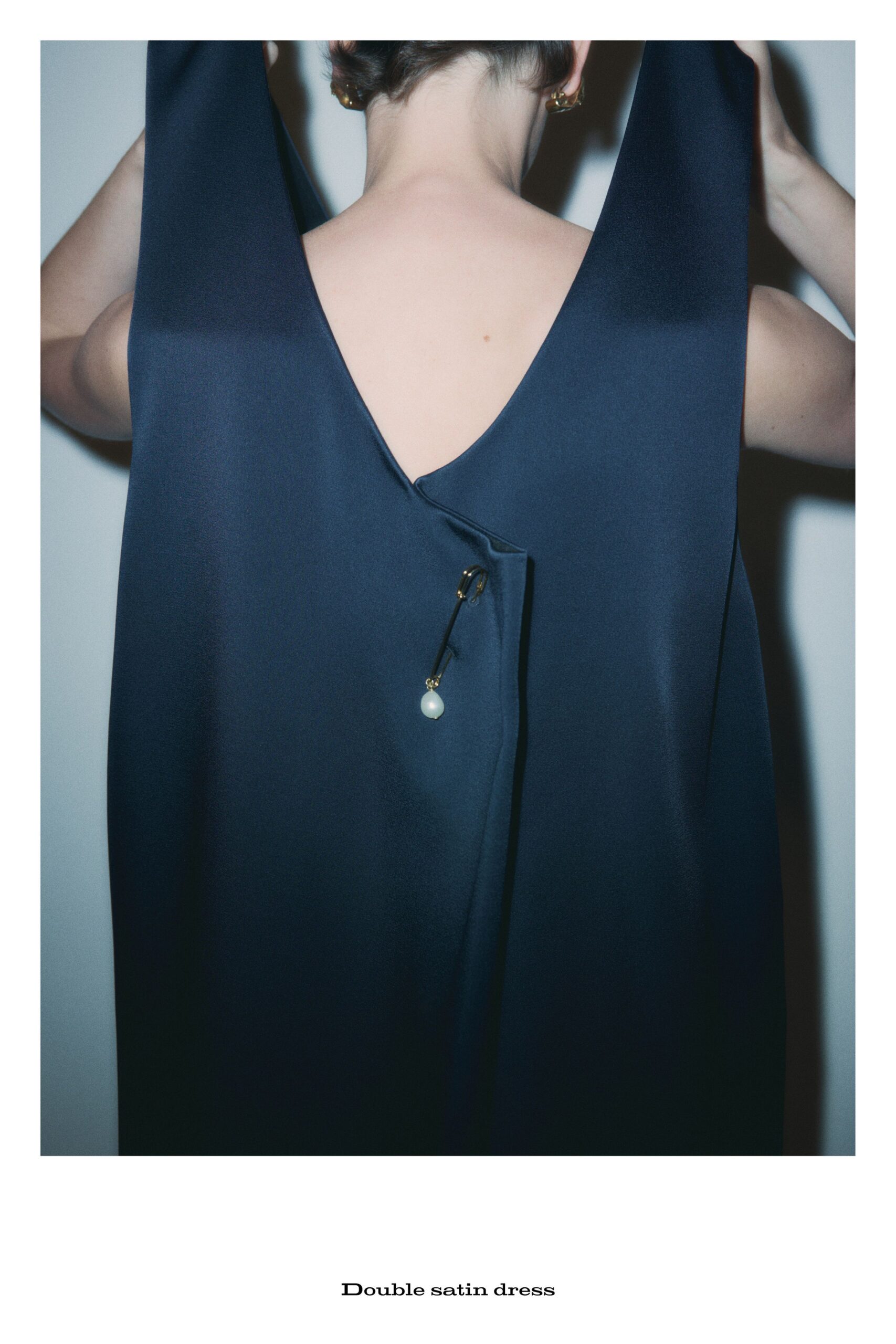 blue satin sleeveless dress