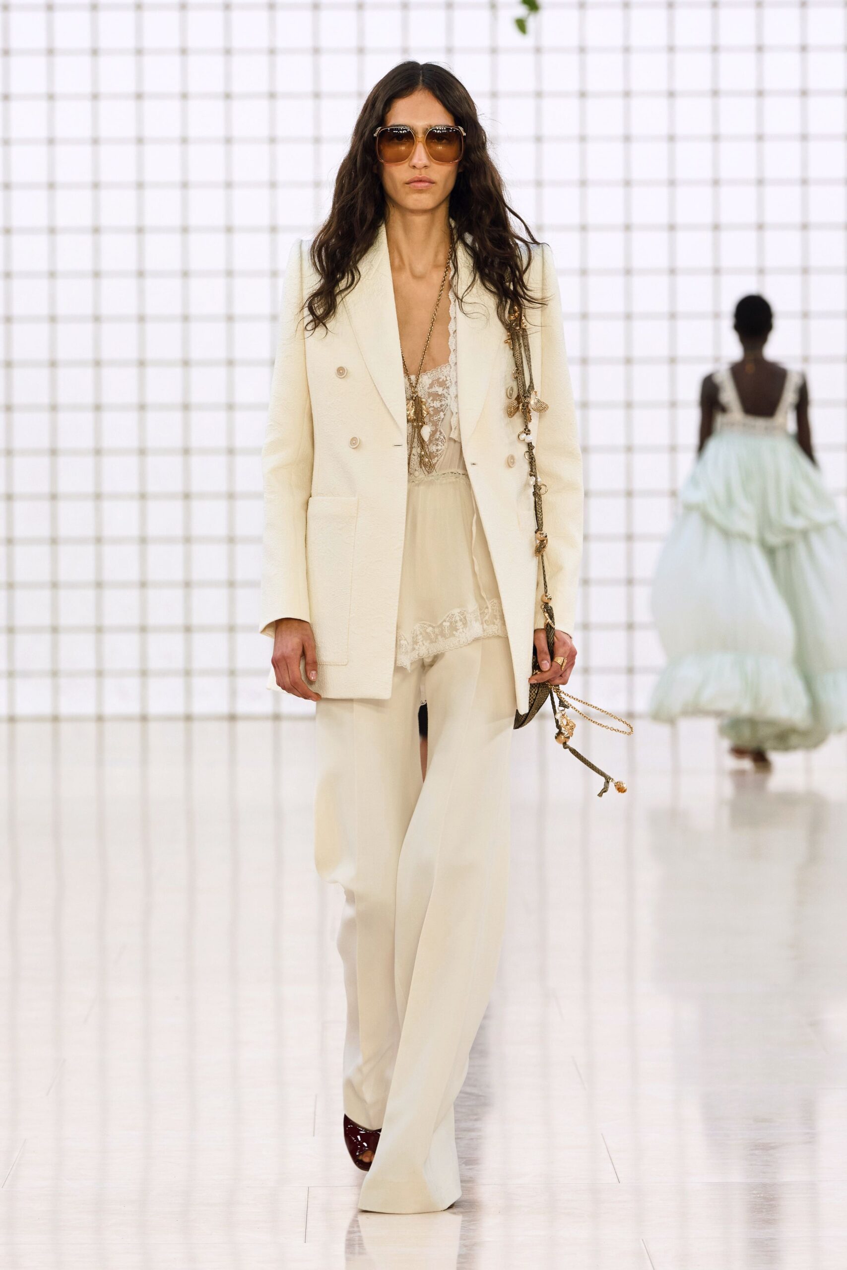 white tailored blazer and pants