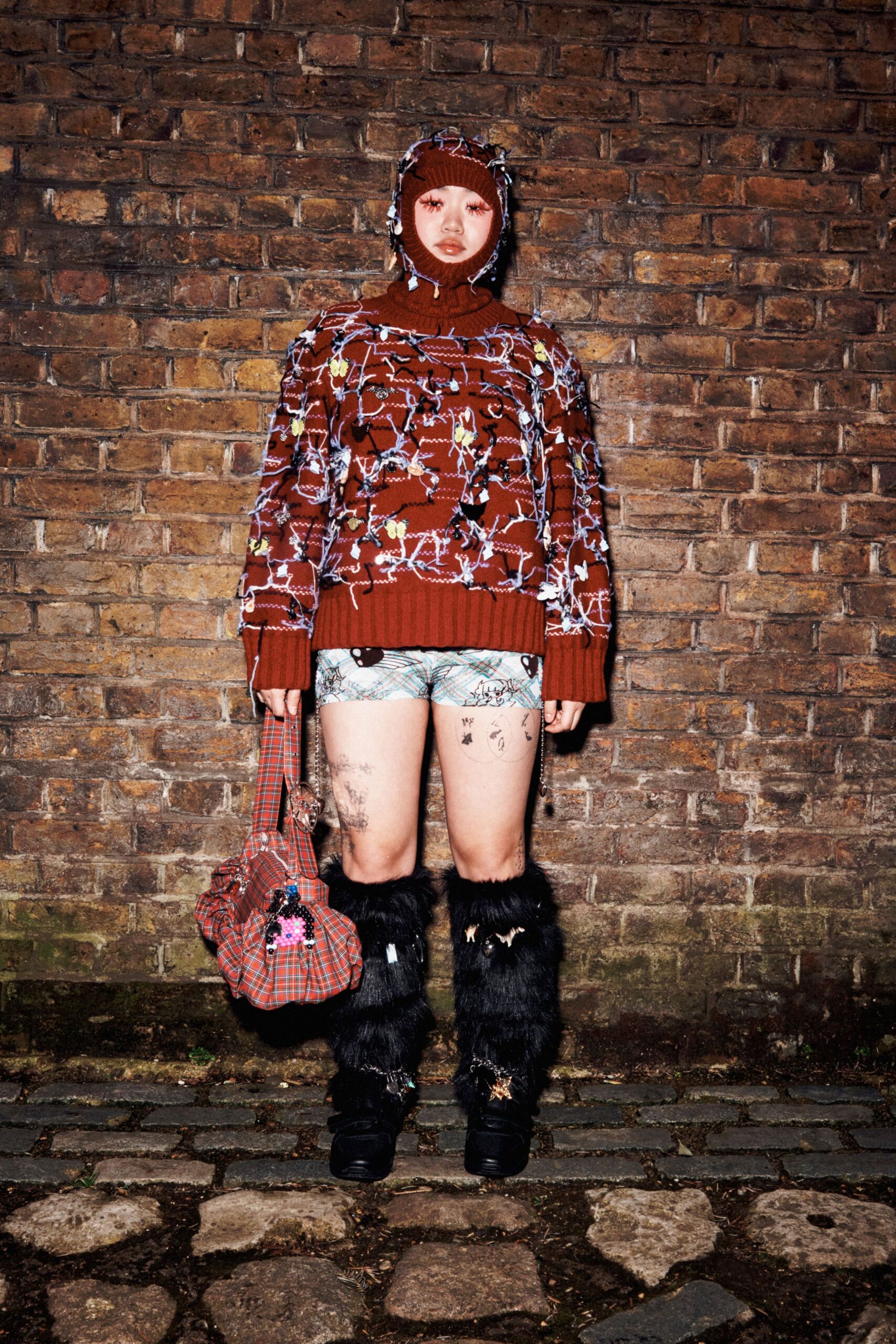 brown oversized embroidered sweater