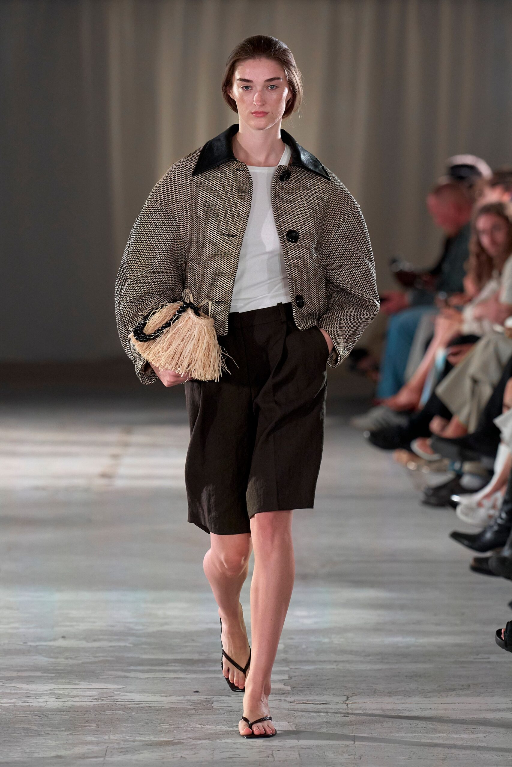 beige fringed bag