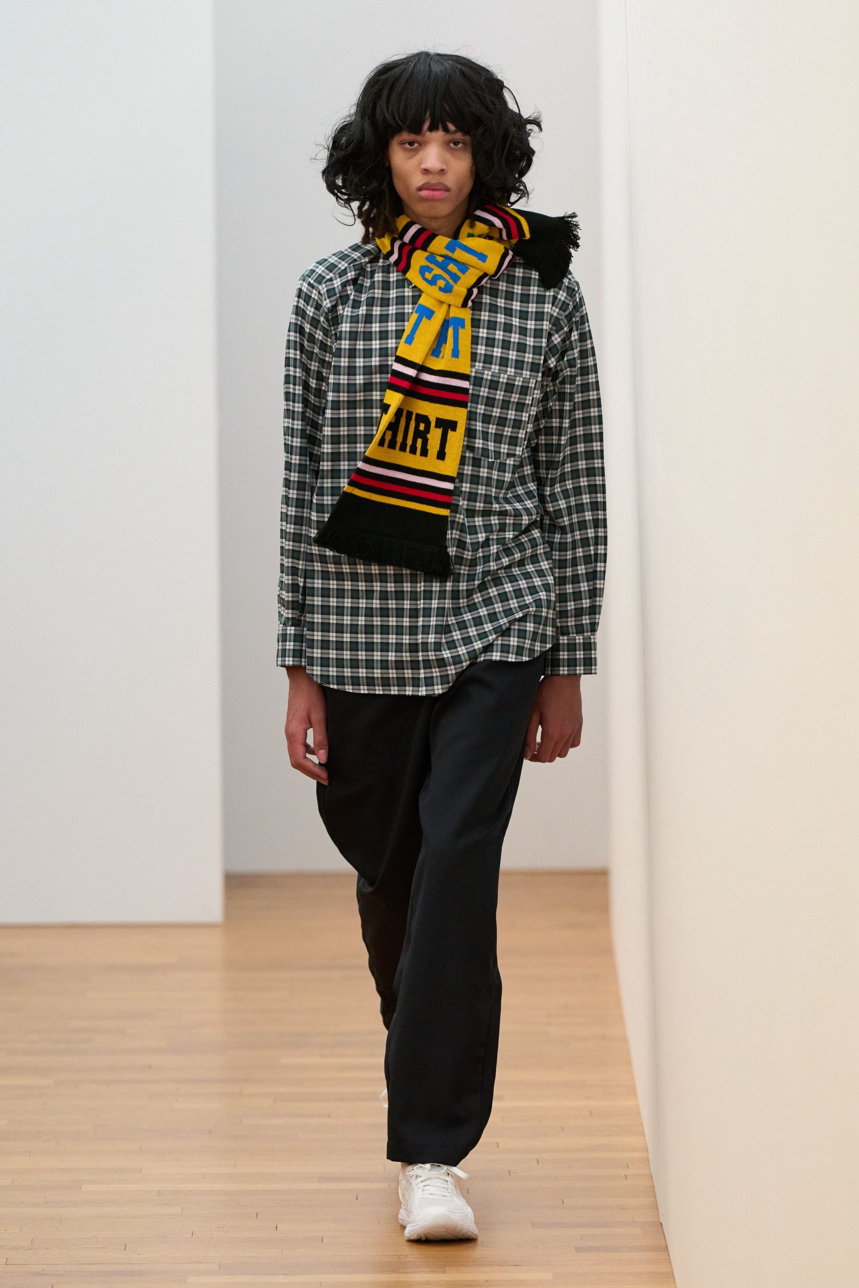 yellow wool printed scarf