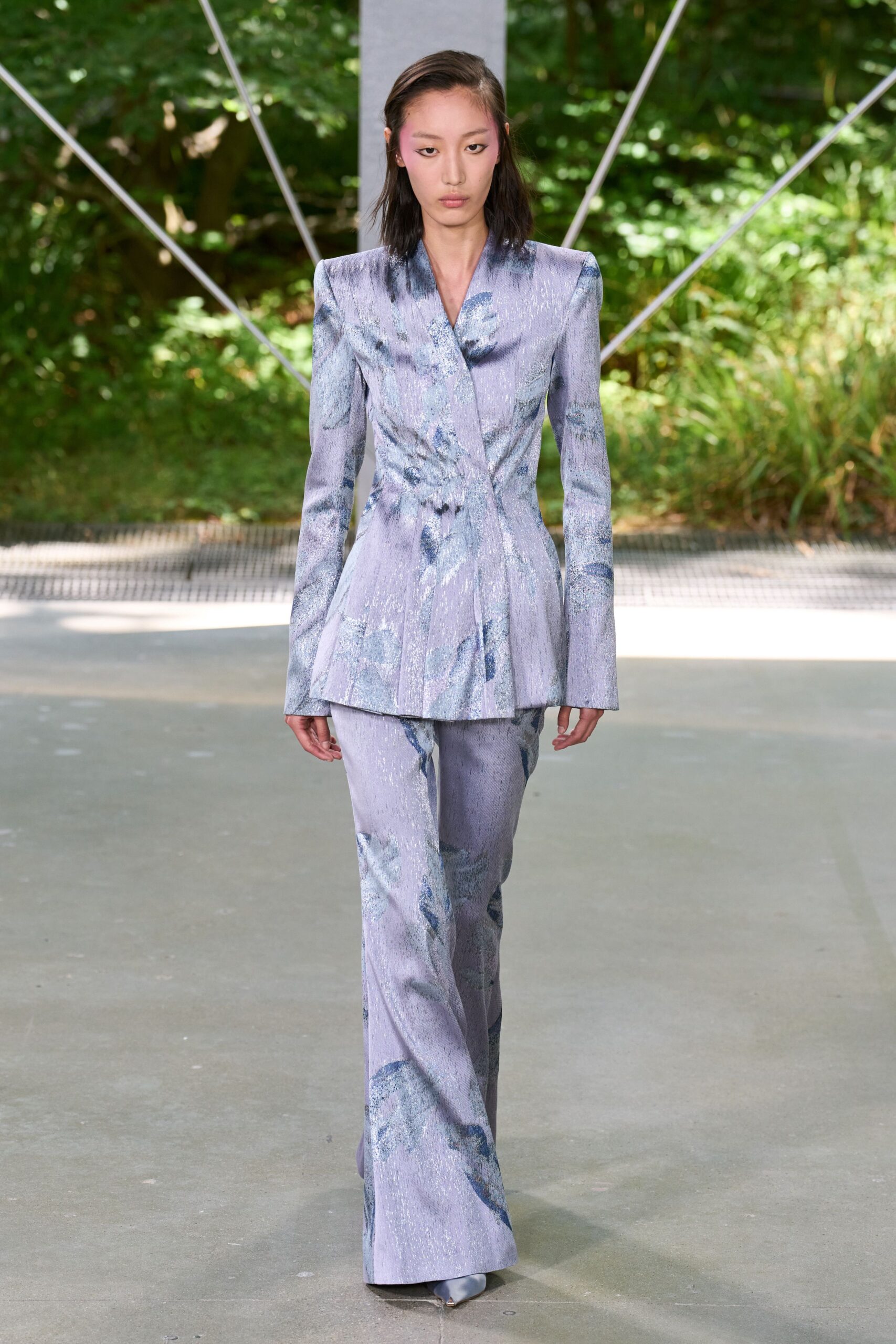 blue silk tailored suit