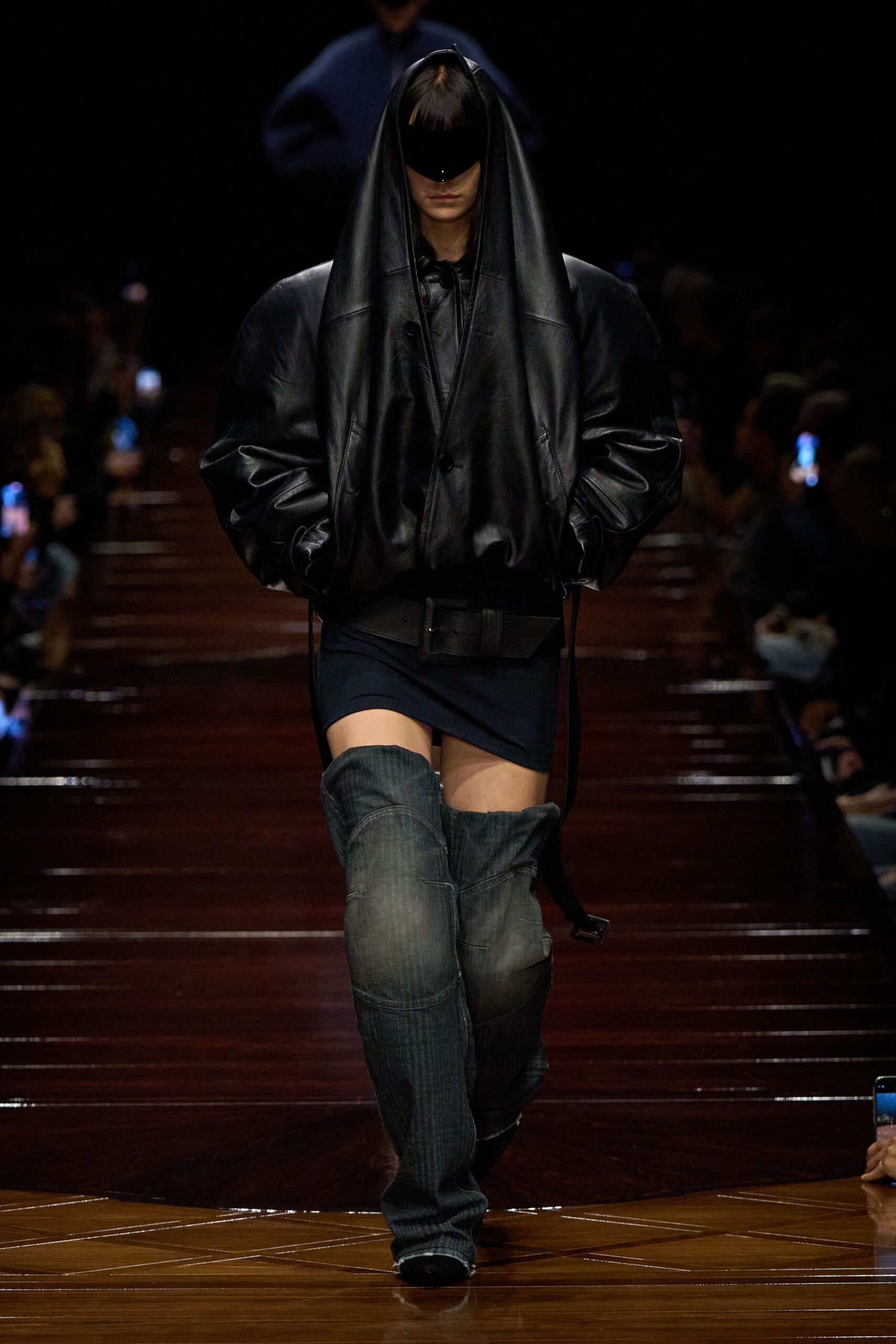 oversized black leather jacket