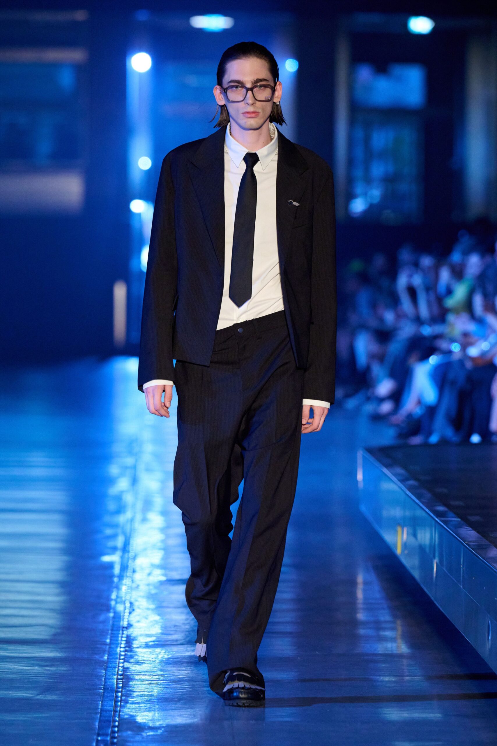 black suit with white shirt